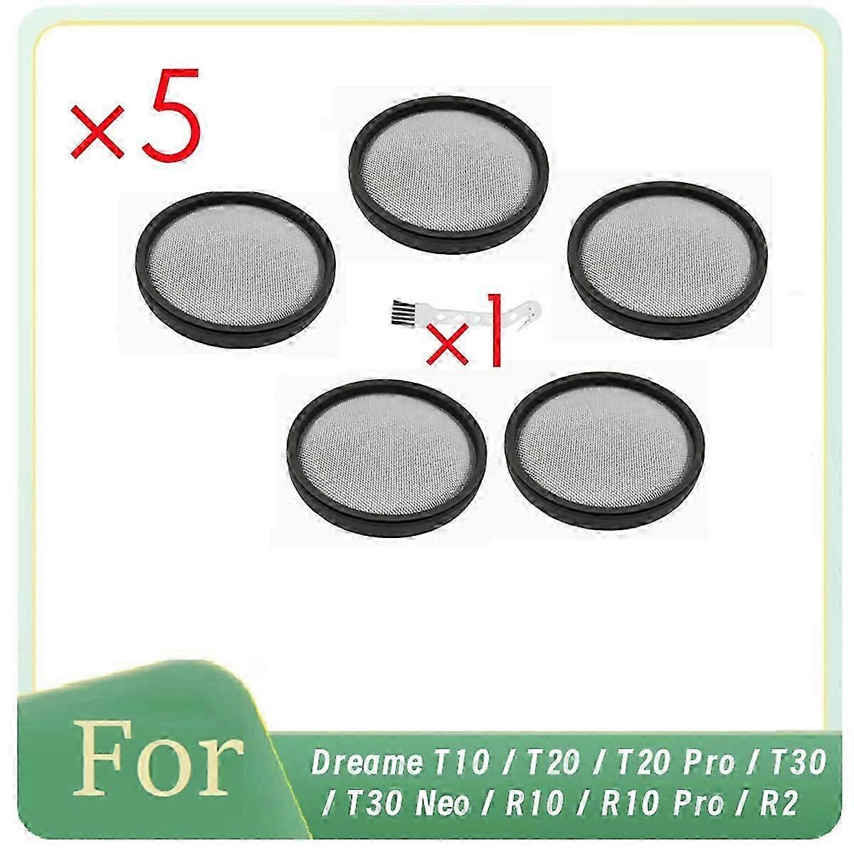 5 Pcs Filter with 1 Cleaning Brush for T10 / T20 / T20 Pro / T30 / T30 Neo / R10 / R10 Pro / R20 Va