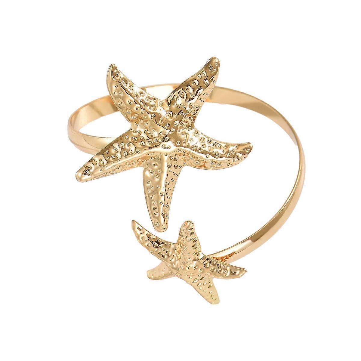 Beach Bracelet, Geometric Starfish Design Open Cuff Versatile Elegant Accessory