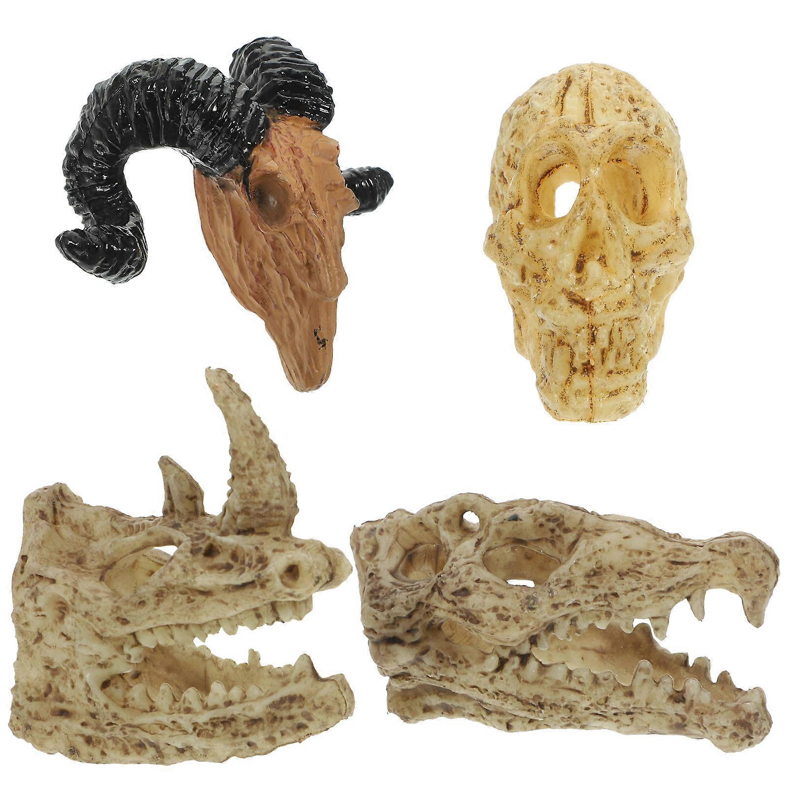 20Pcs Plastic Skull Miniatures for Doll House Decor Assorted Colors