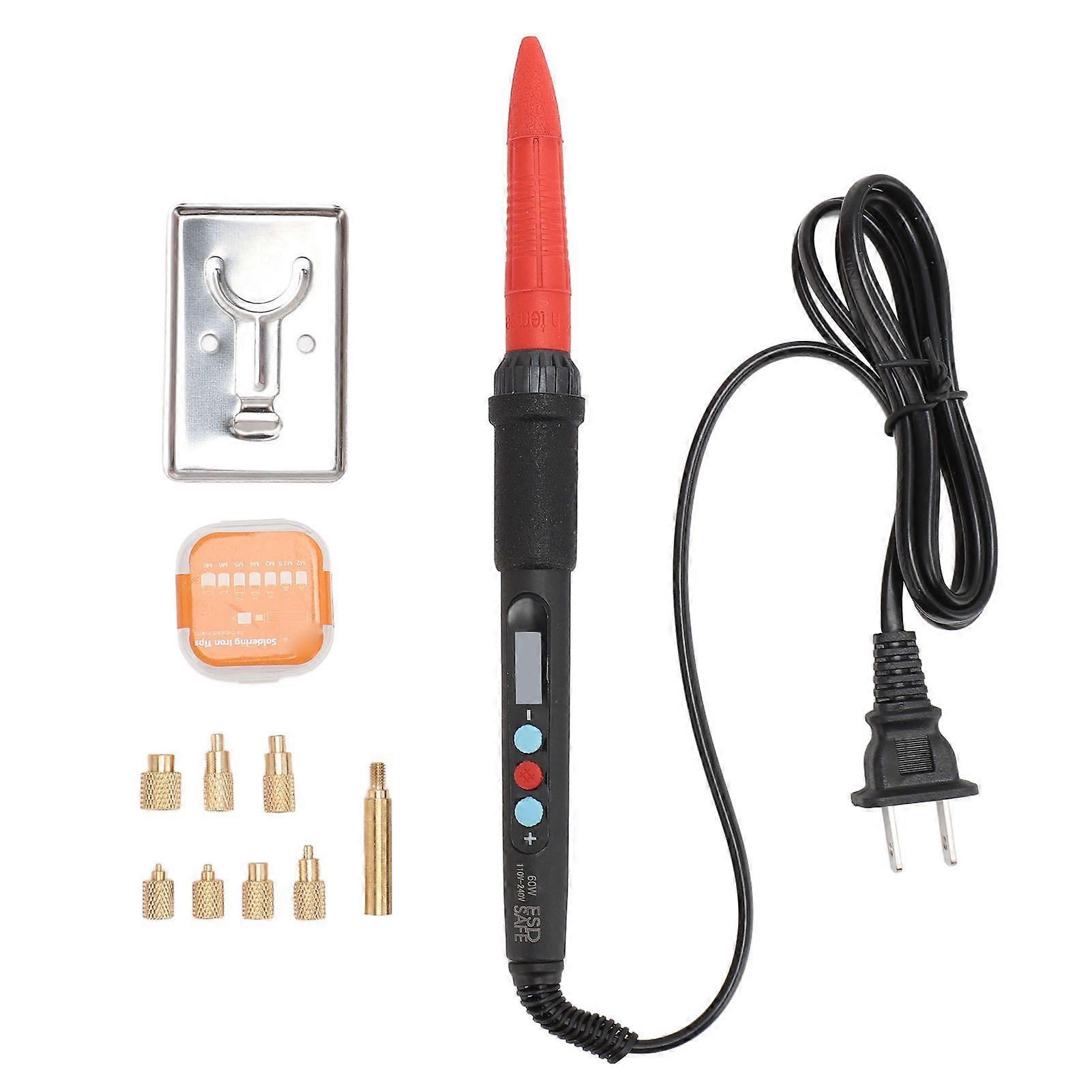 60W Digital Soldering Iron Heat Set Insert Tool with Insert Tips M2 M2.5 M3 M4 M5 M6 M7 M8 Constant Temperature Function AC 100240V US Plug