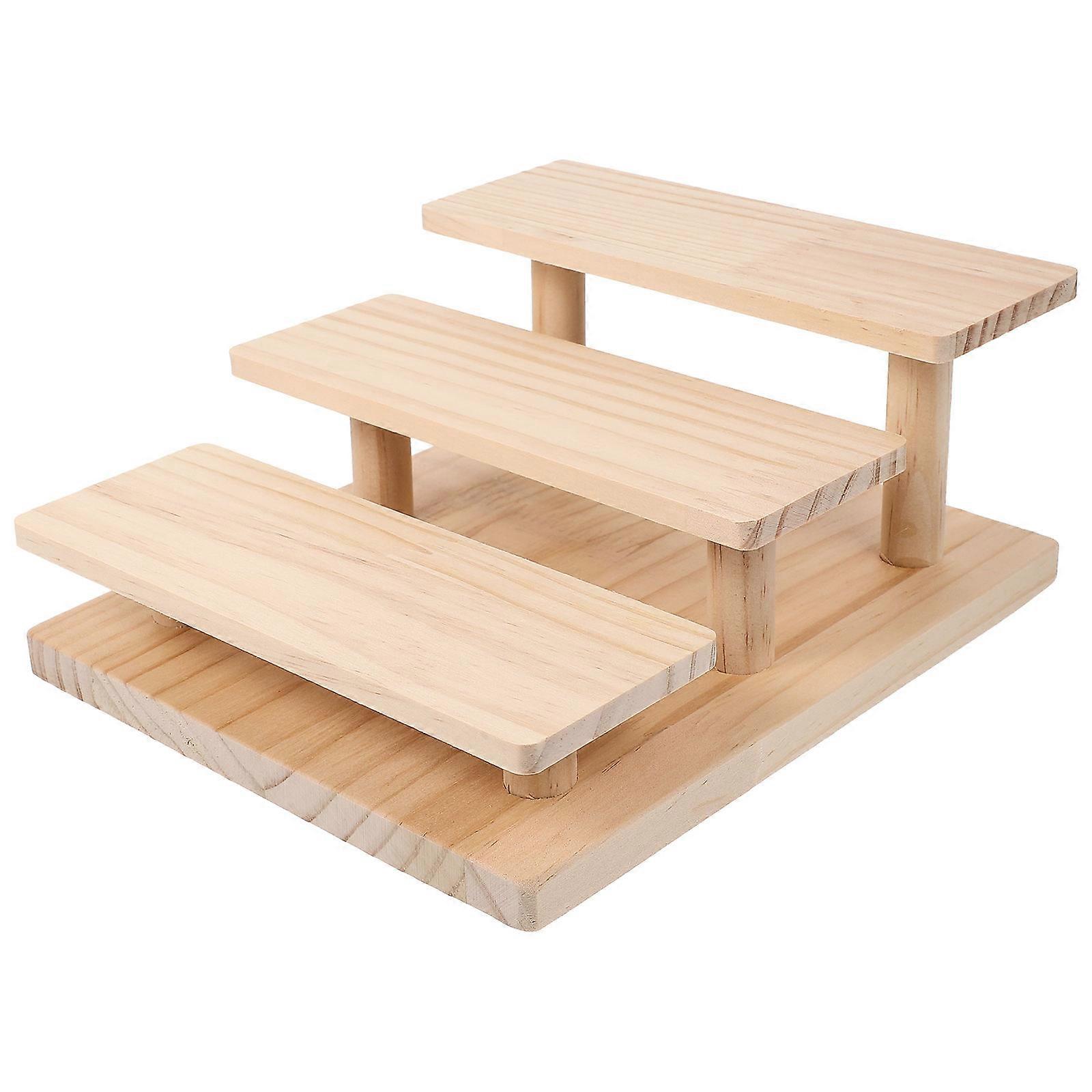 Wood Display Stand for Toy Storage 2Pcs Riser Display Shelf