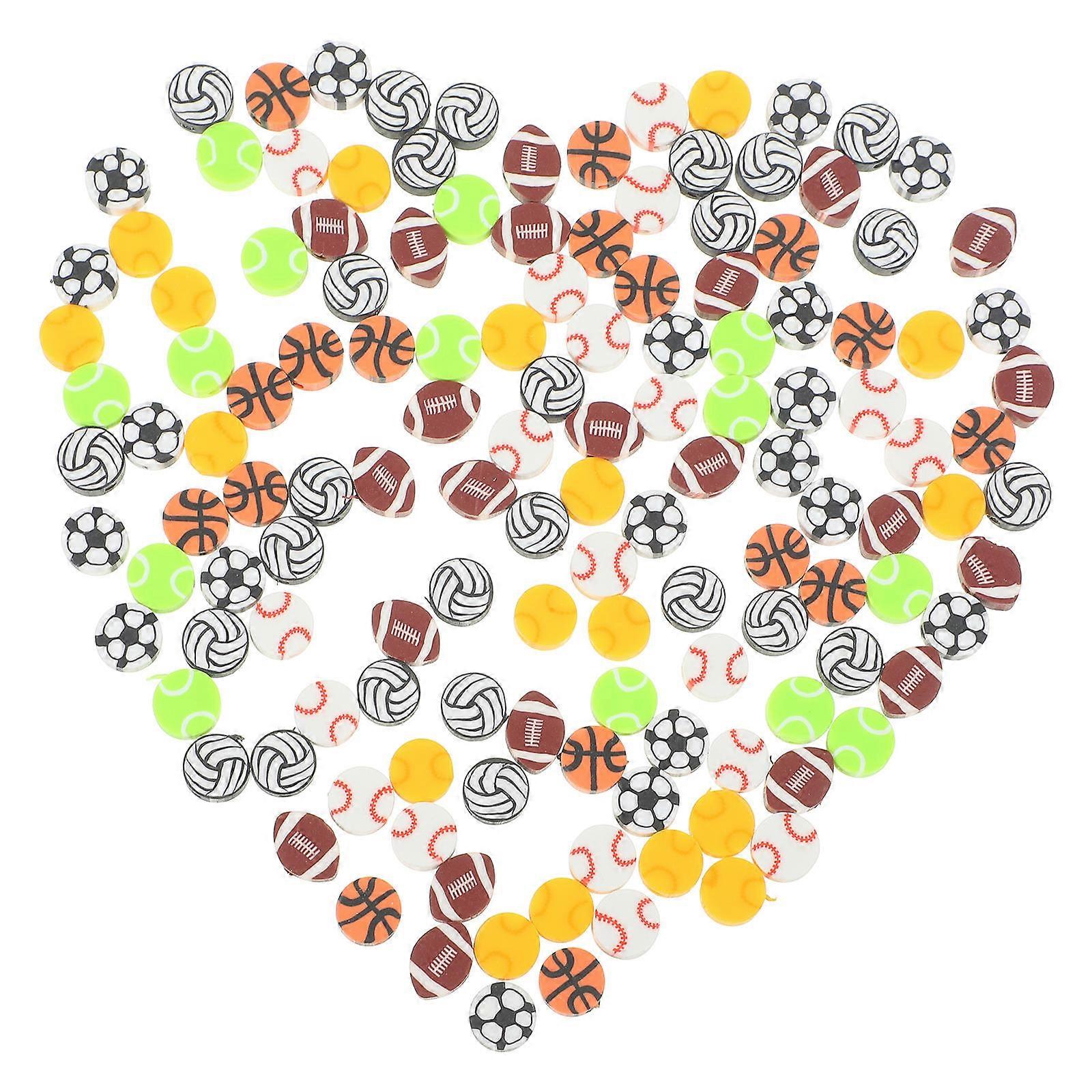 Sports Spacer Beads Rugby Shape Craft Making Assorted Color Soft Clay for 200Pcs