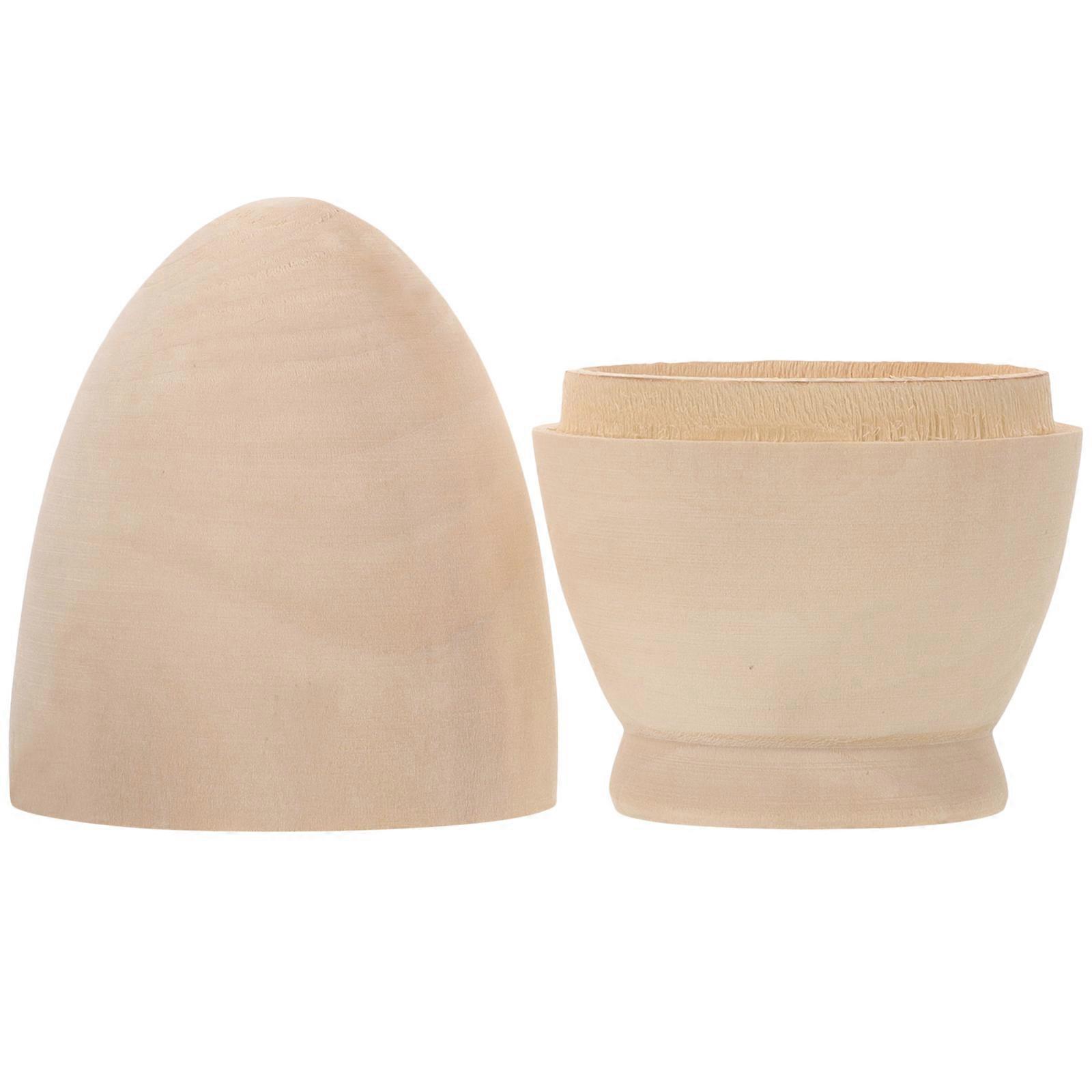 Candy Storage Case Wooden Easter Egg Shape Container for Gifts 3Pcs