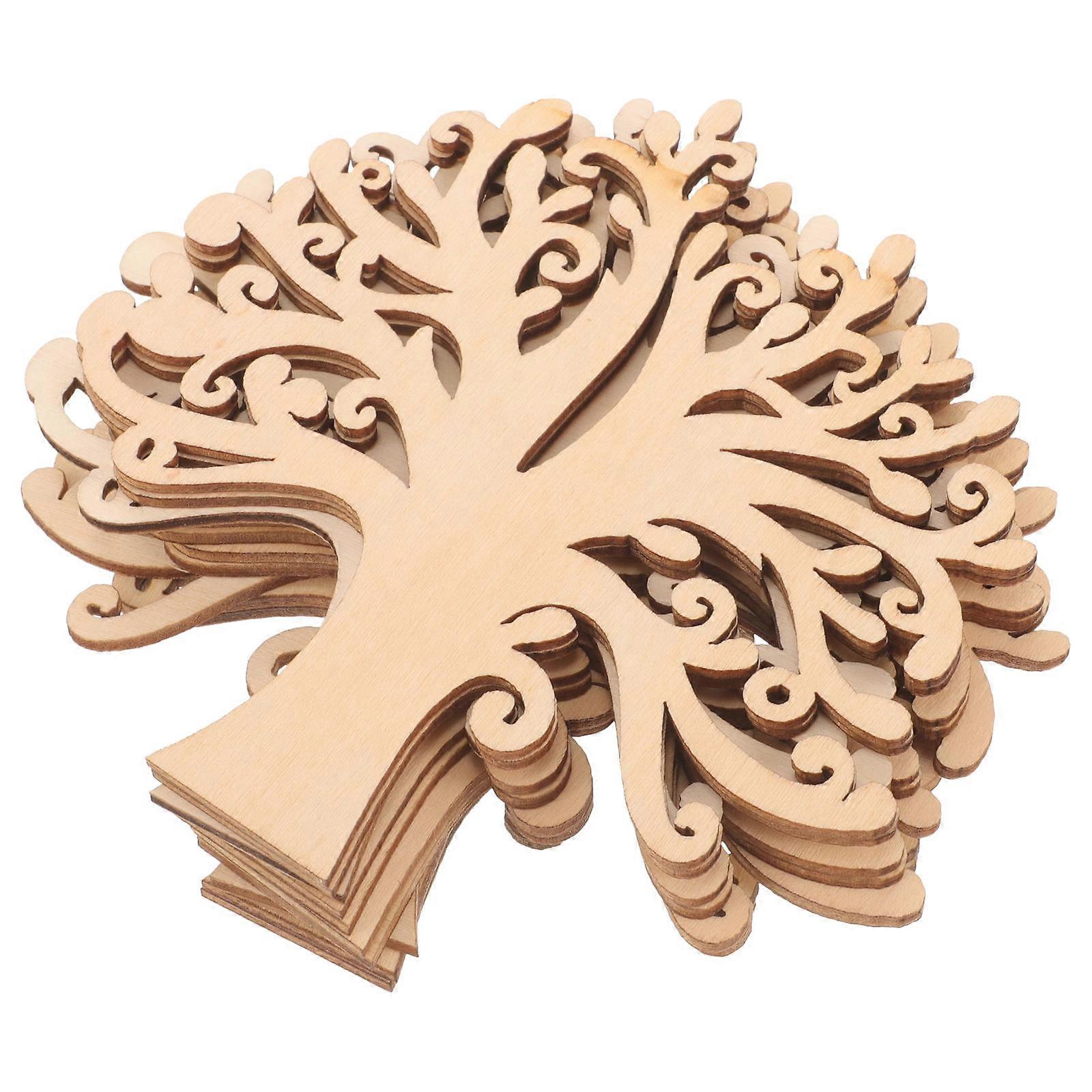 Tree Wooden Cut Outs DIY Wood Trees Ornaments for Home Use 150Pcs