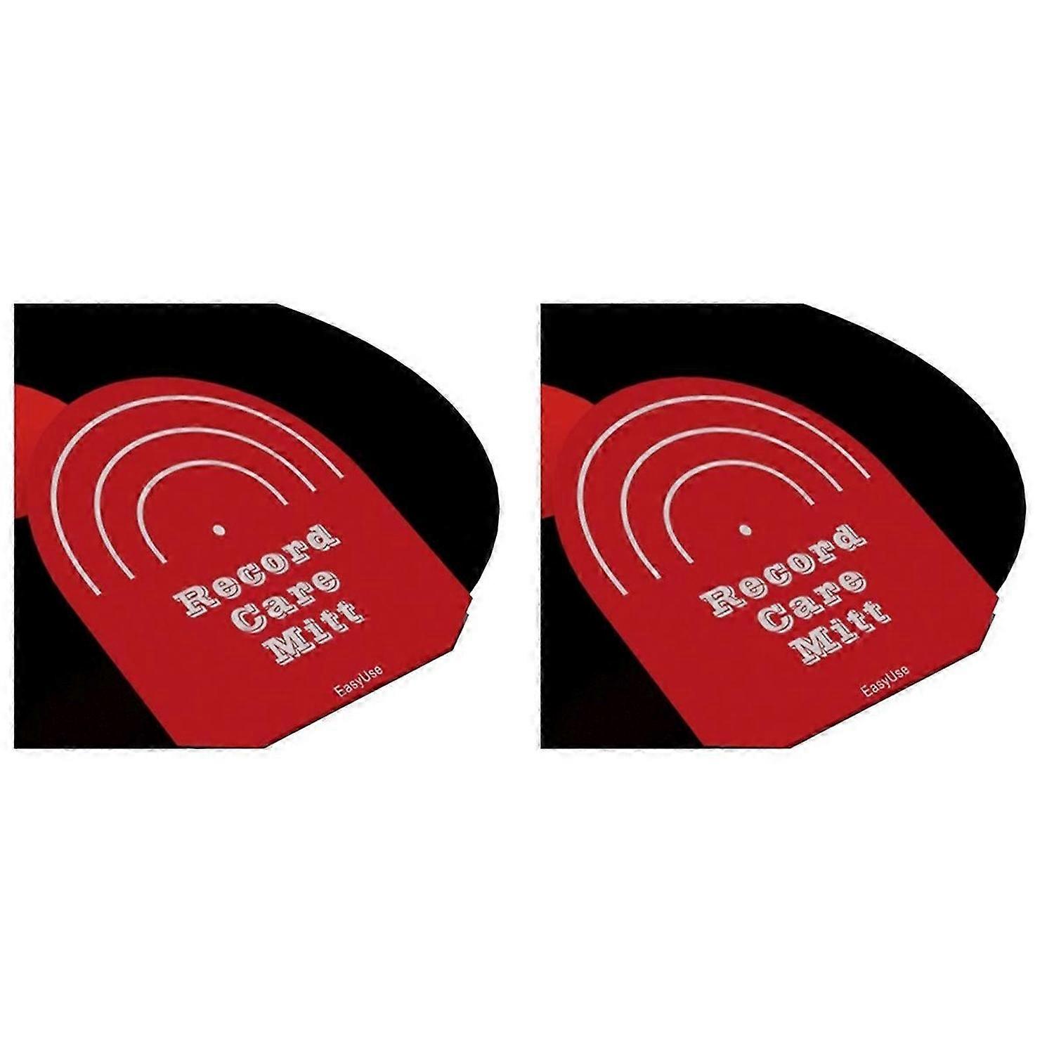 2pcs Record Cleaner Handler Mitt Black Vinyl Record Clip Disc Red