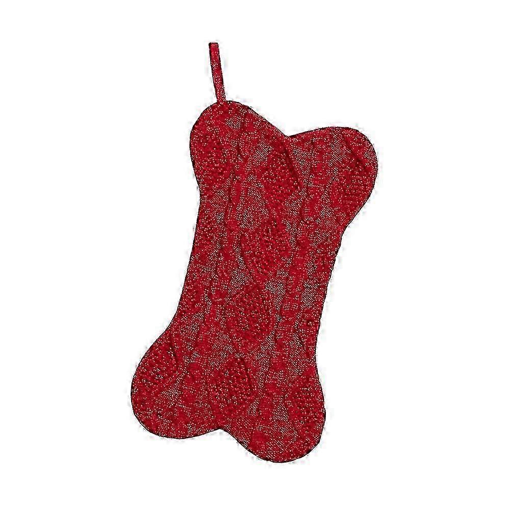 Dog Christmas Stocking Knit Bone Shape Dog Stocking Christmas Large Pet Stockings Hanging Decoration