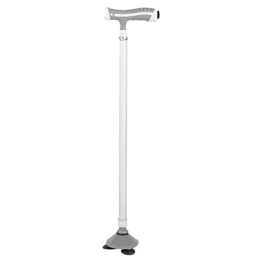 Elderly Walking Cane Anti Slip Adjustable Height Hand Walking Stick with LED Light(Round Base )
