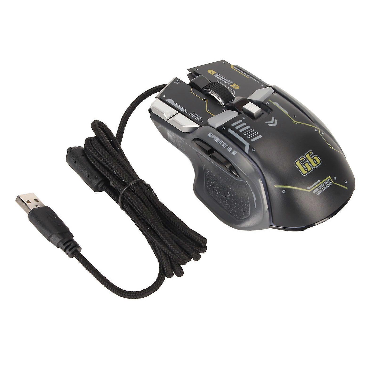 Wired Gaming Mouse 10 Button Macro Programmable 13 RGB Lighting Modes 6 Speed 12800dpi Wired RGB Gaming Mice Black