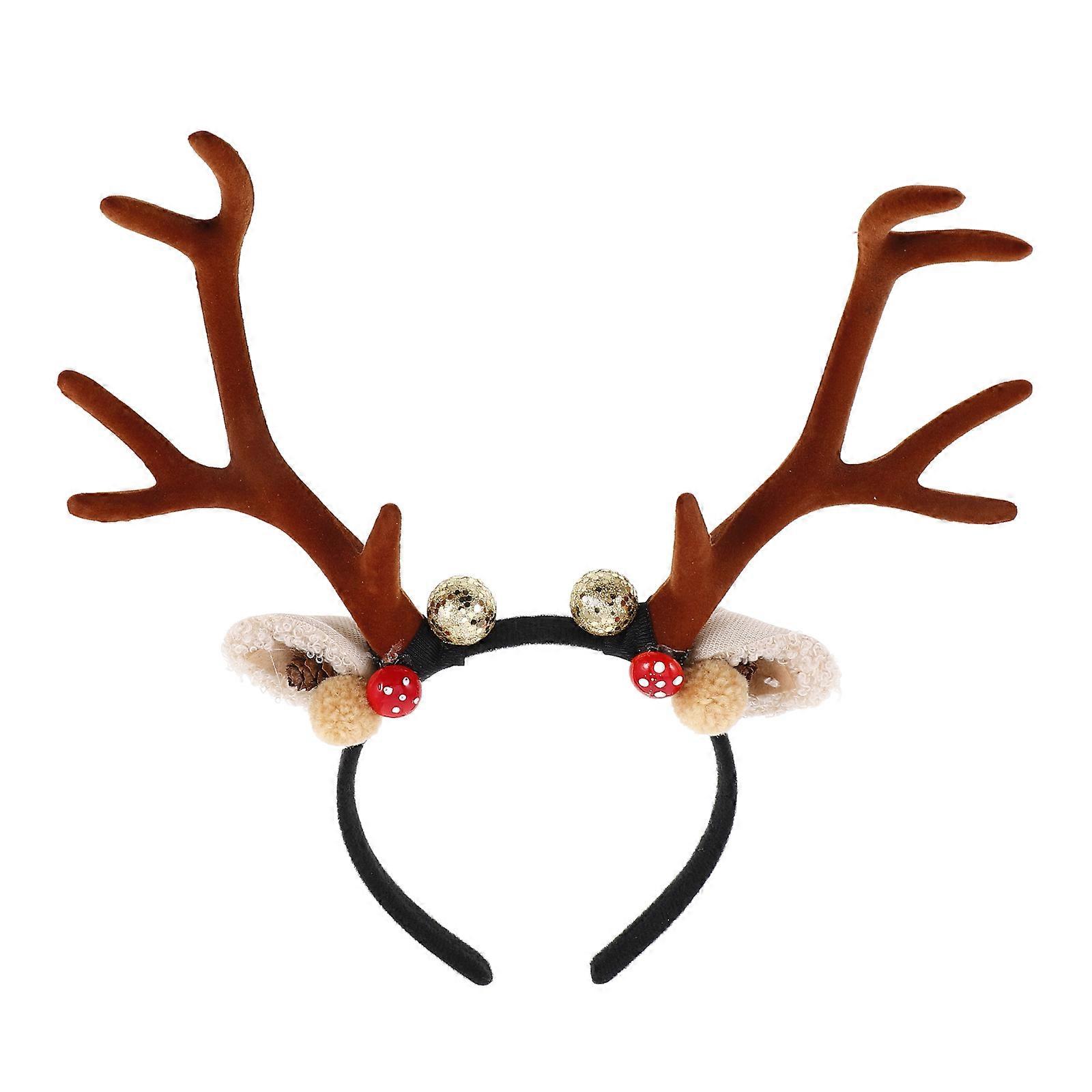 3Pcs Reindeer Antlers Headband with Pine Cone Charms for Xmas Party