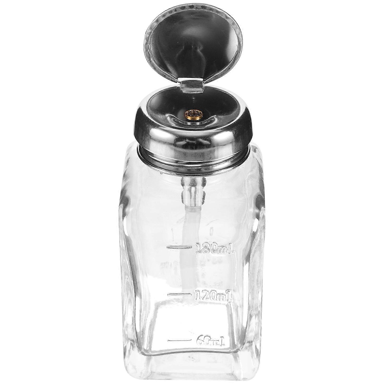 Glass Pump Bottle for Nail Polish Remover with 5Pcs Transparent Containers