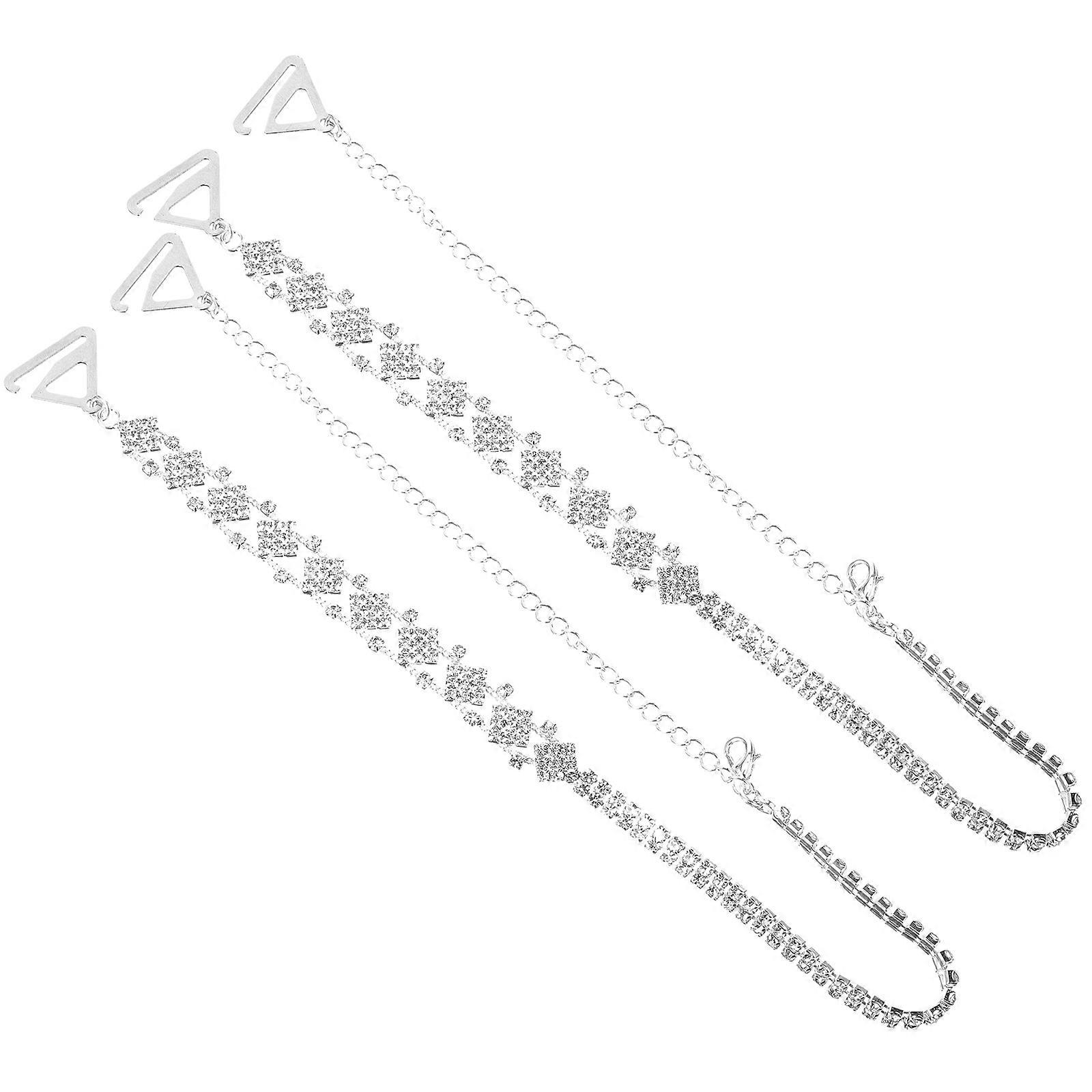 Metal Bra Strap Decorative Rhinestone Bra Straps Removable 8Pcs