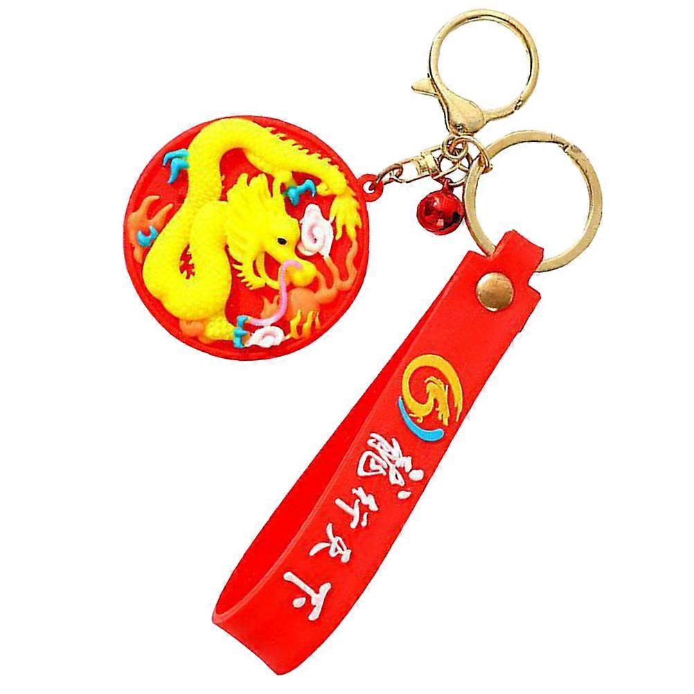 Dragon Keychain Decorative Pendant for Hanging Keys 4Pcs Red PVC Charm