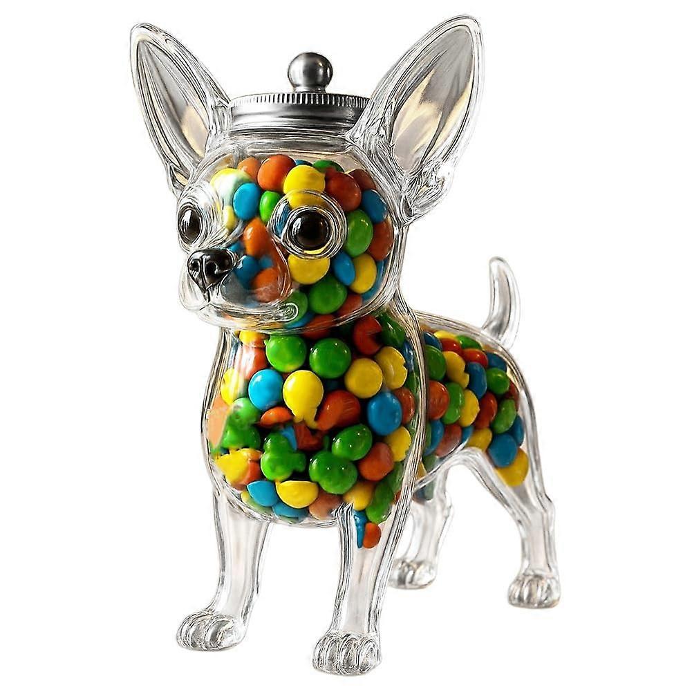 Chihuahua Candy Jar Reusable Glass Dog Jar Pet Snack Storage Container Airtight Dog Shaped Jar for Cookies Candies