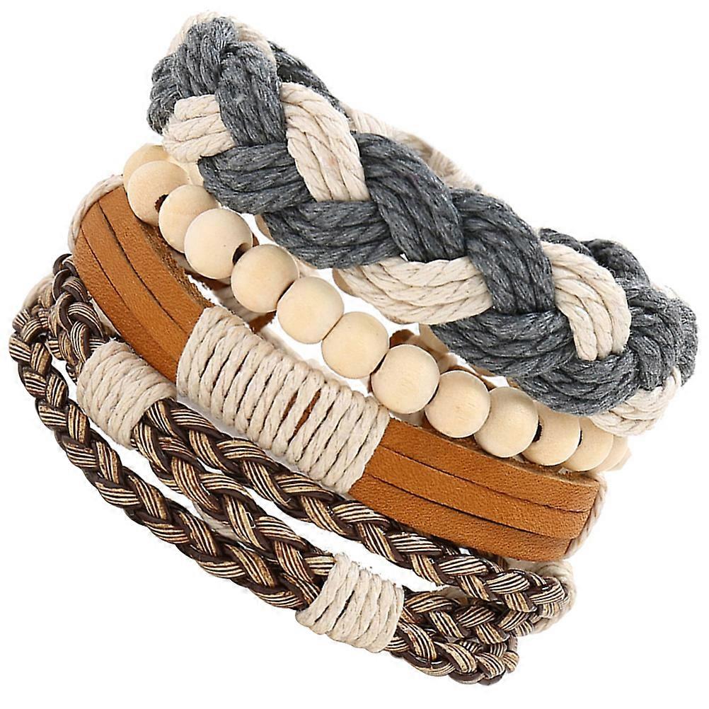 Braided Stackable Bracelets Assorted Color Adjustable Dress Accessory 4Set