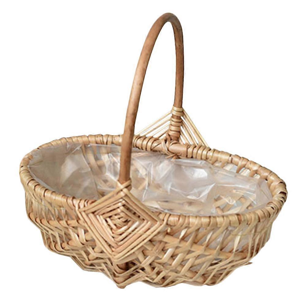 Hand Flower Wicker Basket for Decorative Use Woven Storage