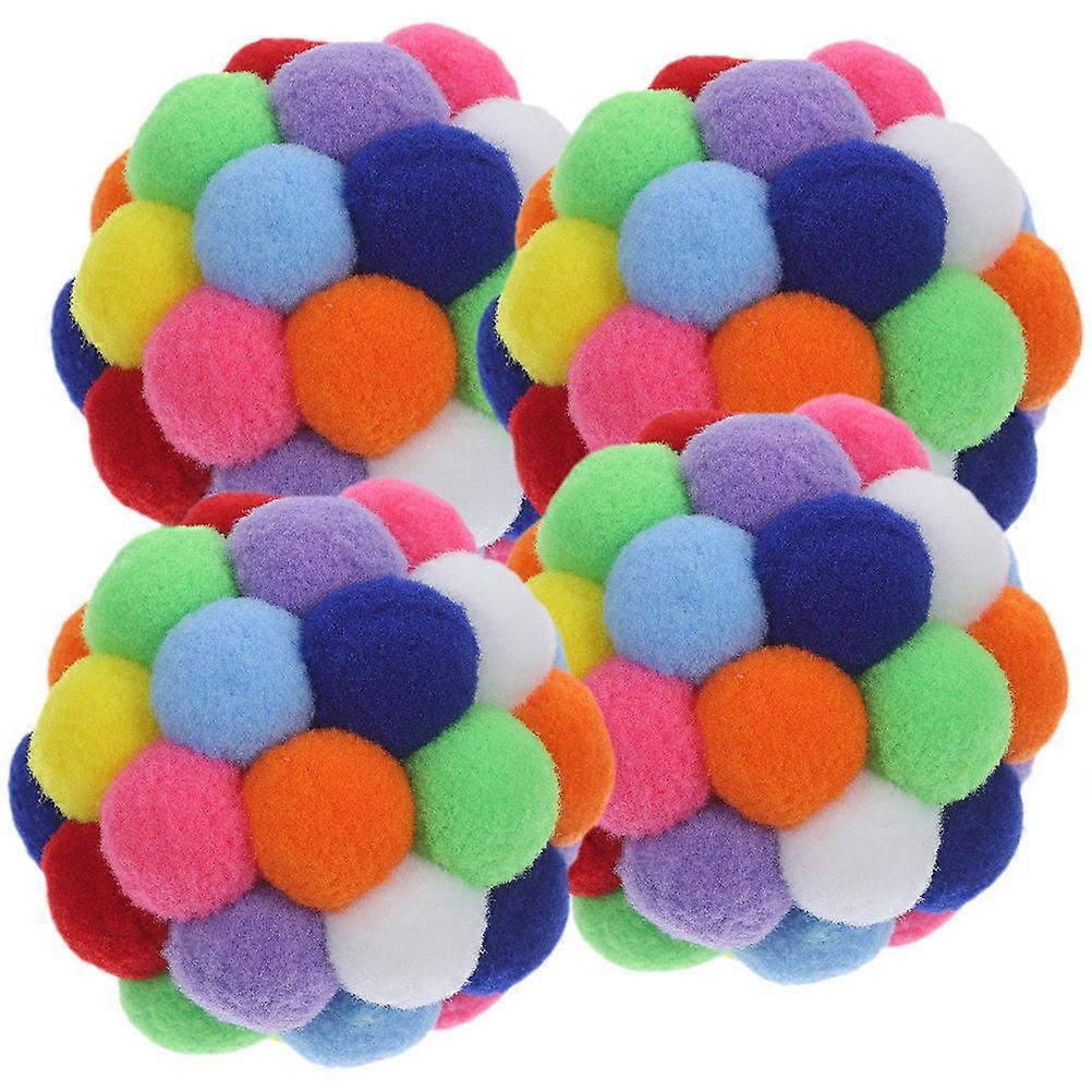 Interactive Cat Fuzzy Balls With Bells For Indoor Play 4X4cm Mental Stimulation 16Pcs