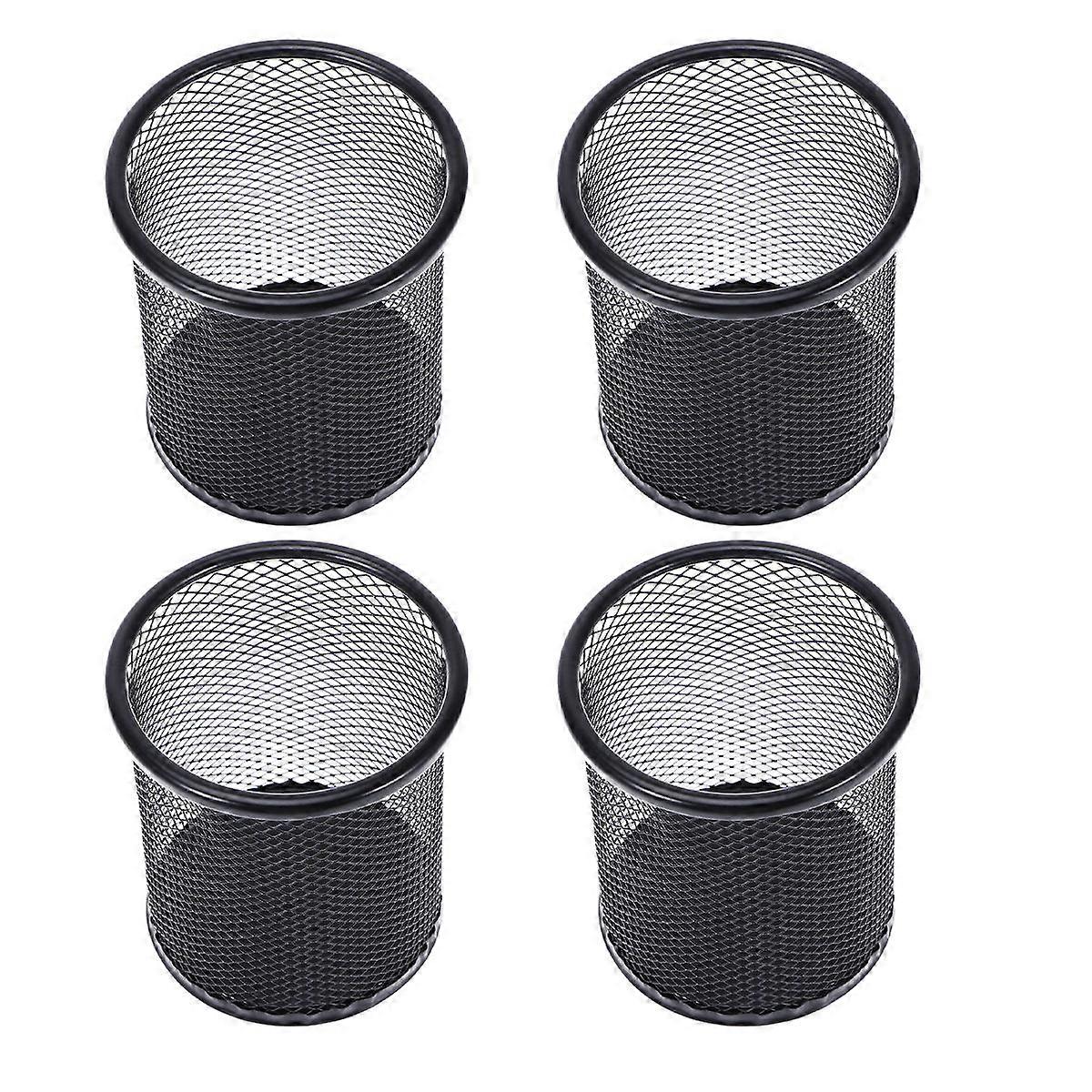 Black Mesh Design Desktop Storage Holder With 4Pcs Suitable For Daily Use At Home Office School Offering Efficient Organization