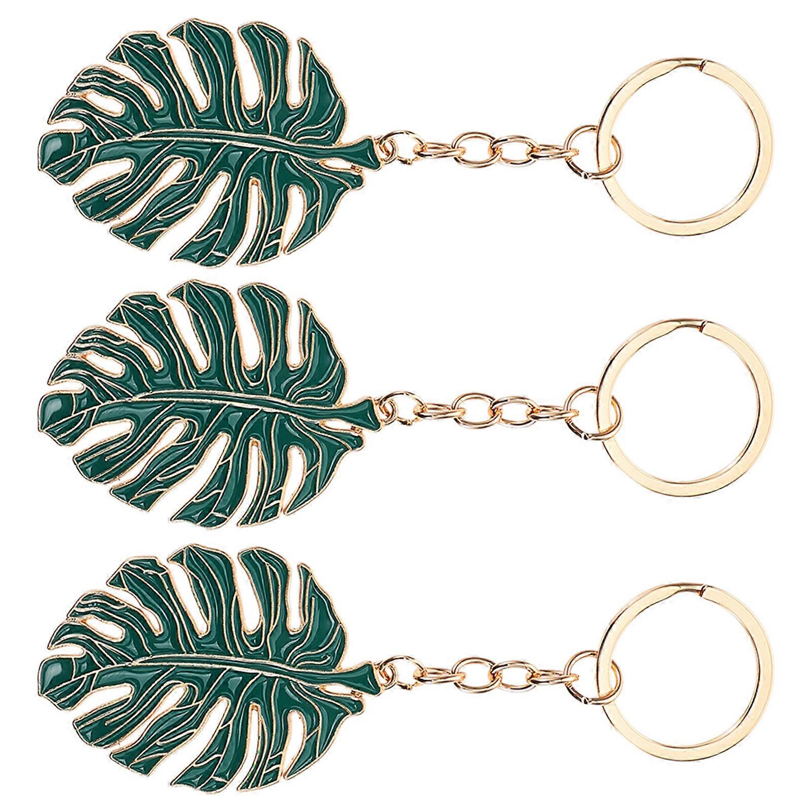 Monstera Leaf Key Ring Alloy Plant Key Pendant with 9Pcs for Decoration