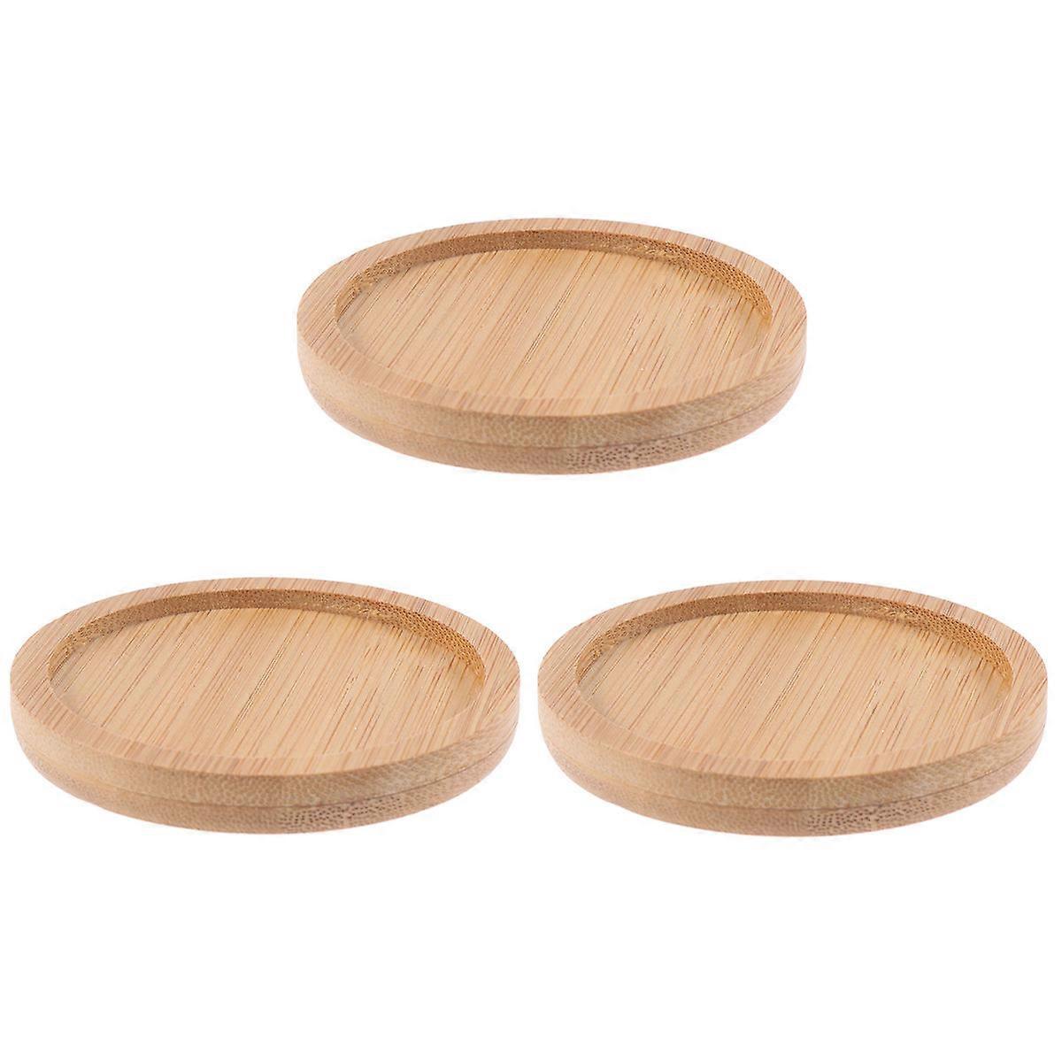 Solid Wood Tray Round Coaster for Placing Cups 9Pcs Bamboo Flowerpot