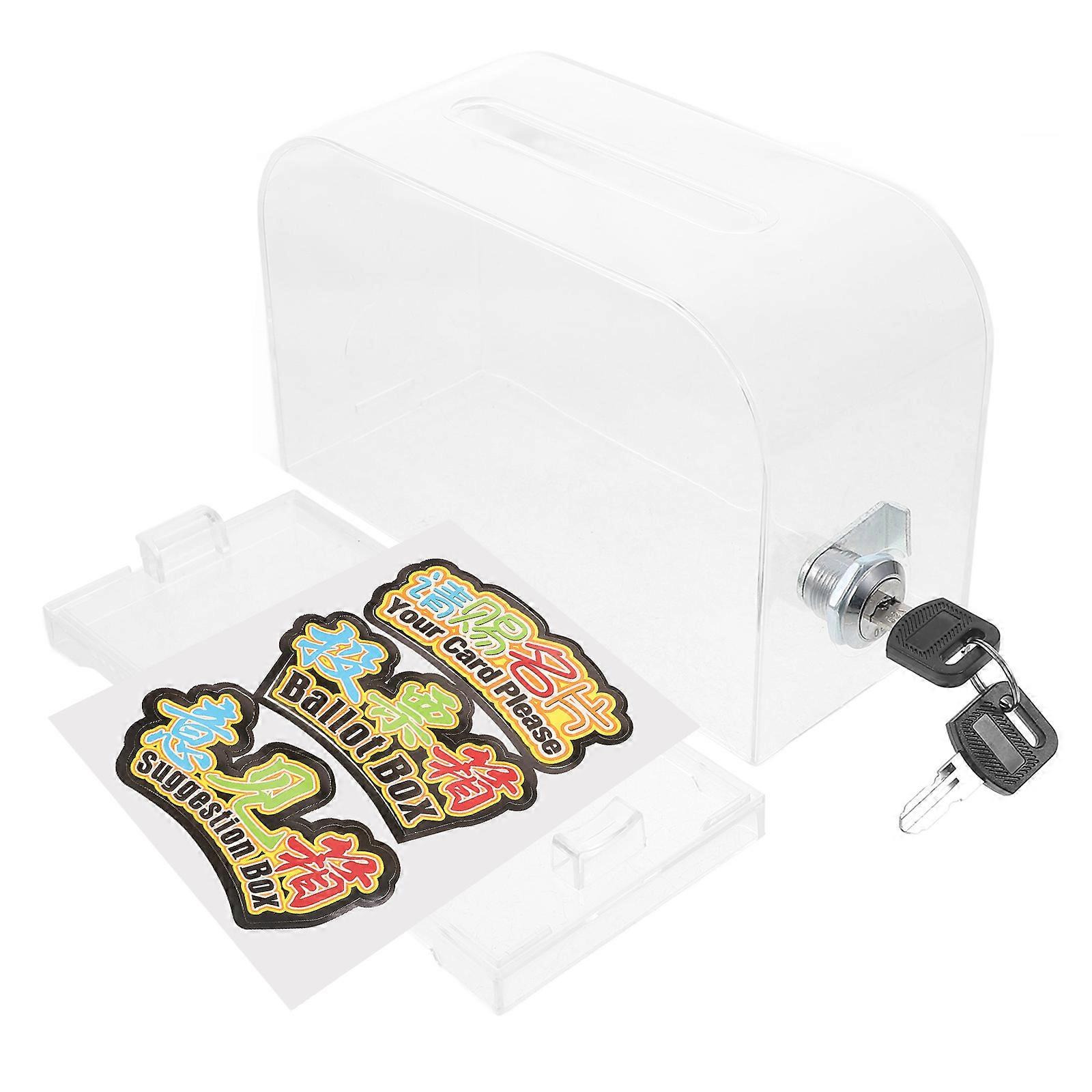 Acrylic Business Card Holder Suggestion Box for Fundraising 2Sets Clear Box