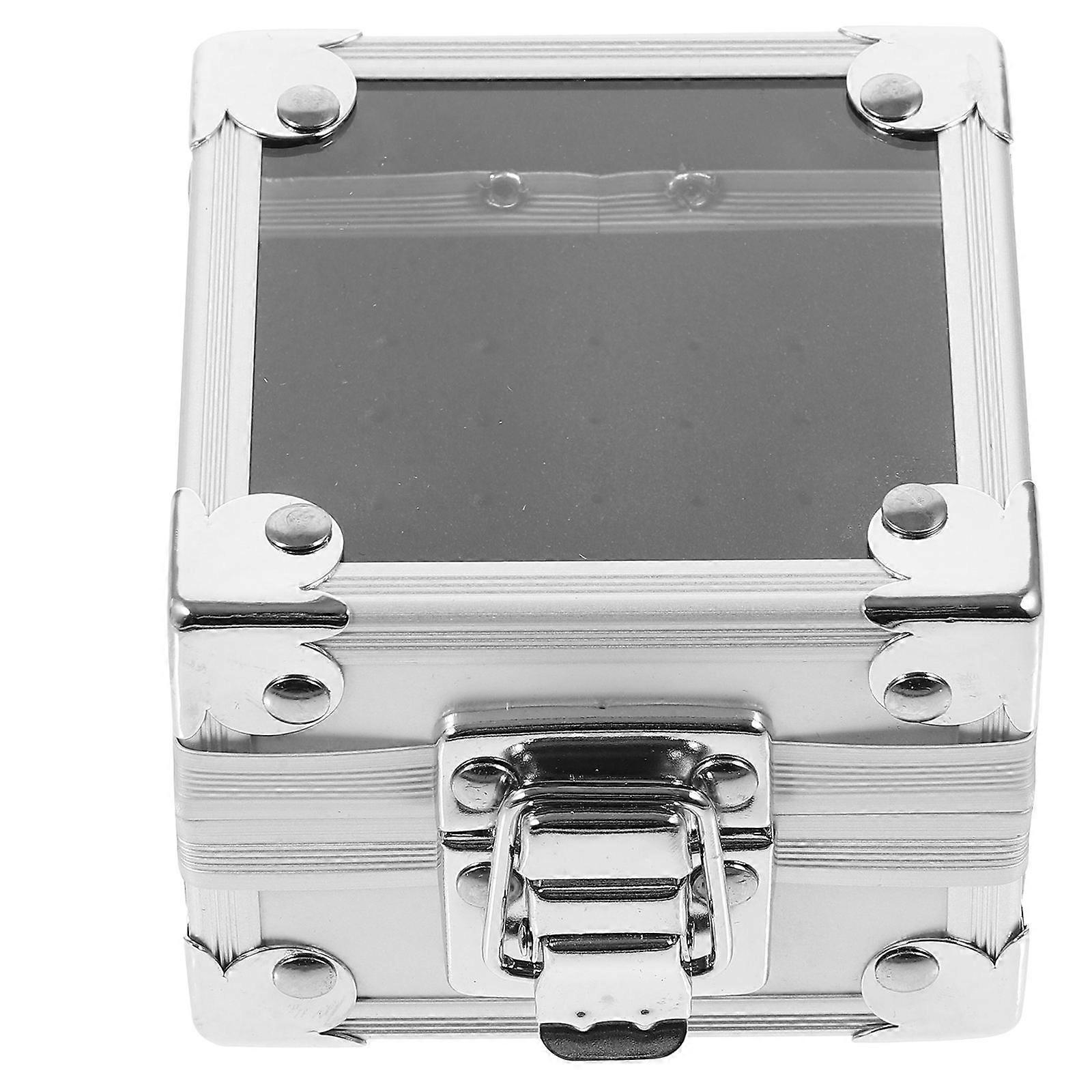 Stylish Zinc Alloy Nail Drill Bits Display Box For Home Use Polishing Heads Storage Featuring Dustproof Design 4Pcs