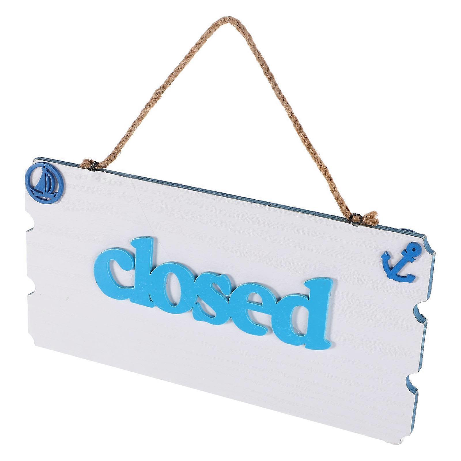 Sky-blue Double Sided Wooden Sign For Business Indicating Open Or Closed Status 3Pcs European Style Rectangular Easy Installation