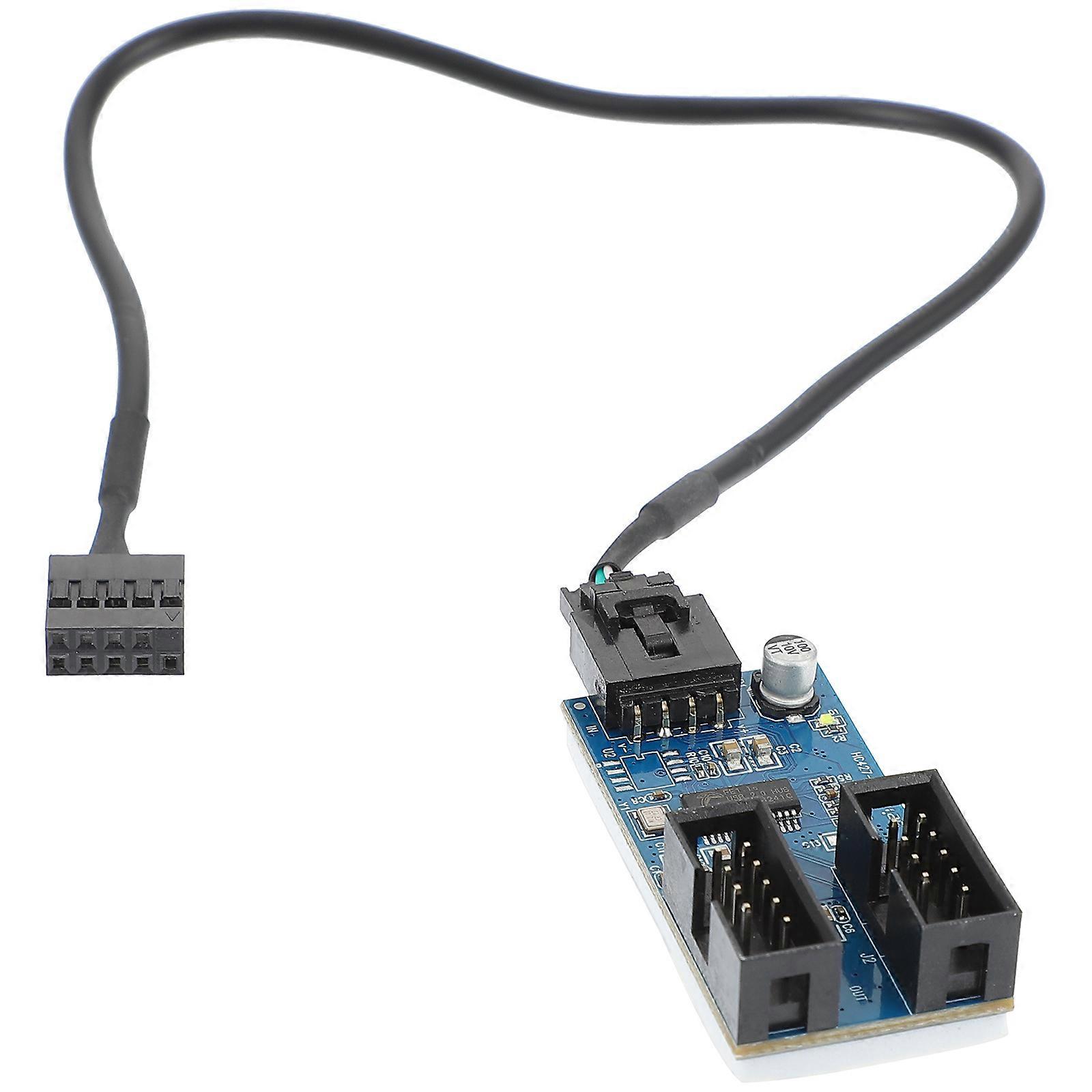 USB Header Extension Splitter Hub for Computer Use 2Pcs USB 2.0 9-Pin Port Multiplier
