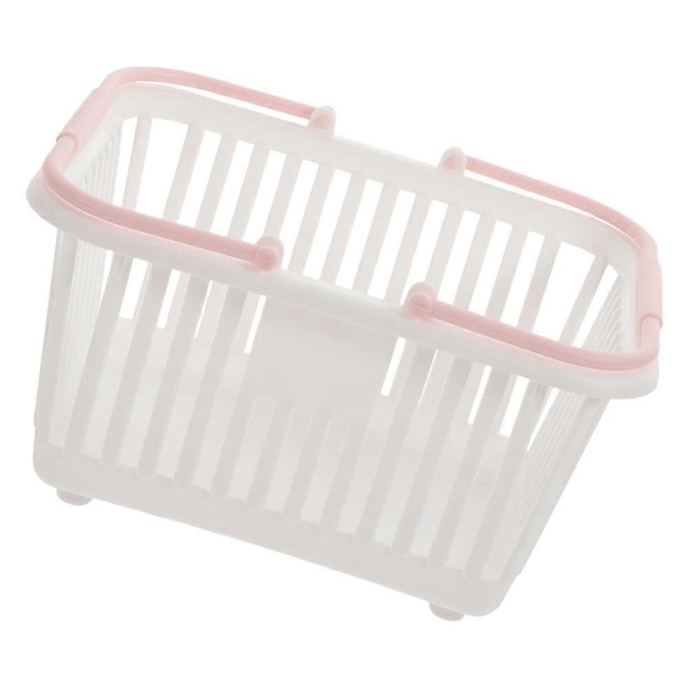 Small Plastic Stackable Basket for Storage Use 4Pcs White Plastic Baskets with Handles