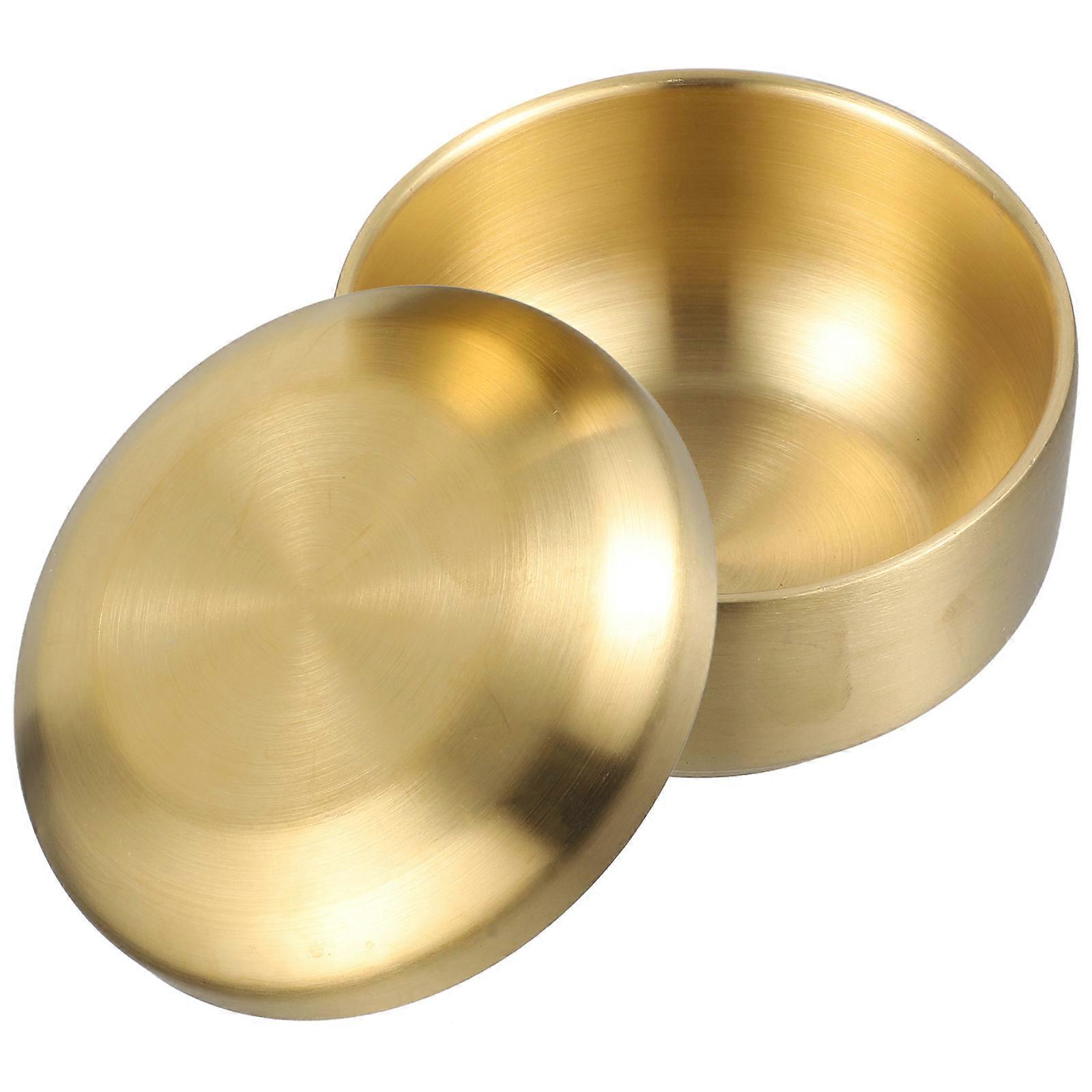 Stainless Steel Korean Style Rice Bowl With Lid For Soup Serving Home Use 4.13X4.13X2.28In Insulation 3Pcs