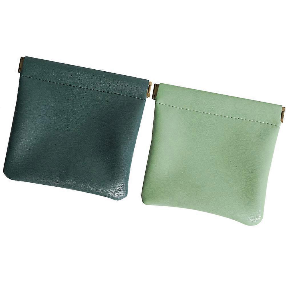 Mini Coin Bag Square Coin Purse for Storage 2Pcs in Green PU