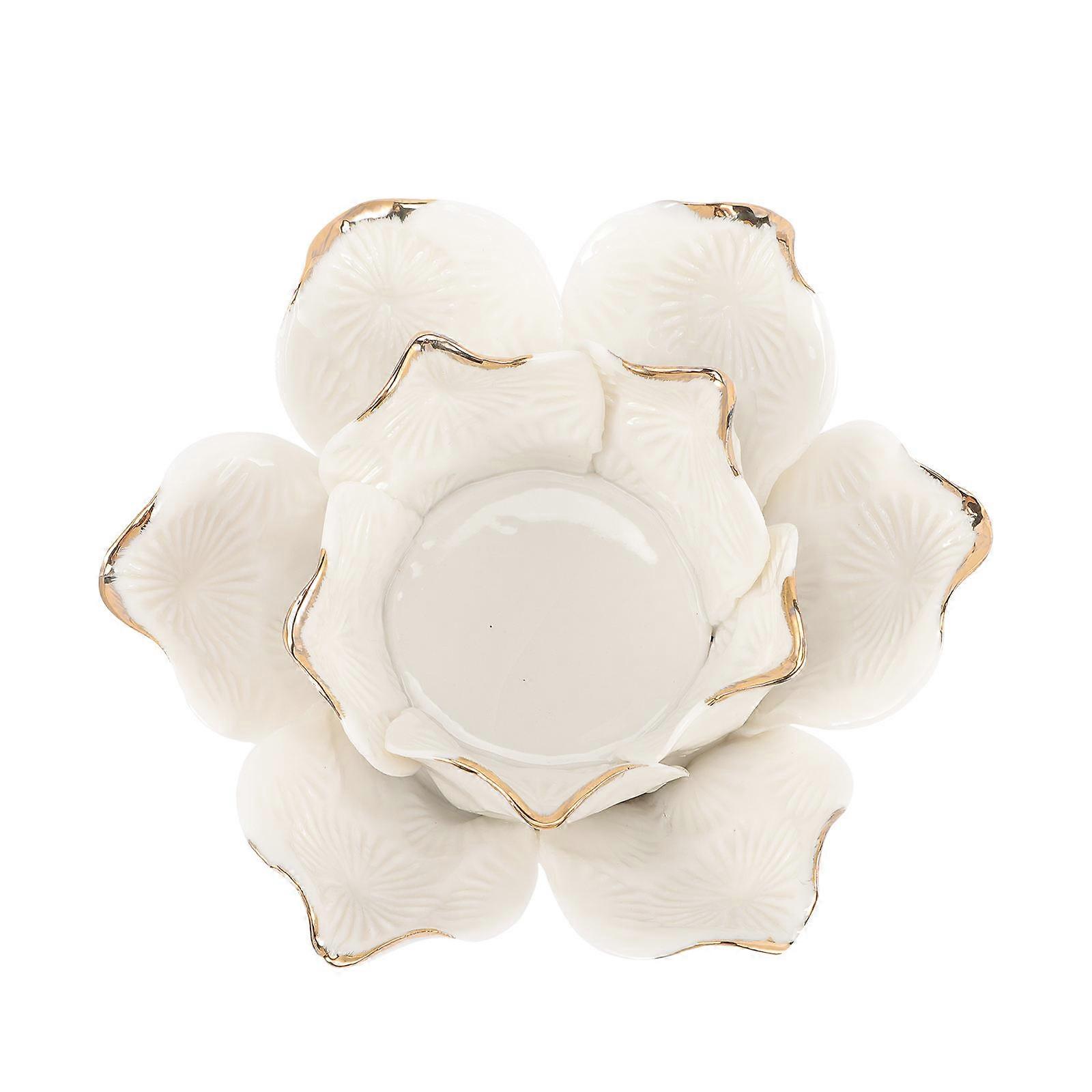 Ceramic Candle Holder Flower Shaped Candle Stand for Decor 4Pcs