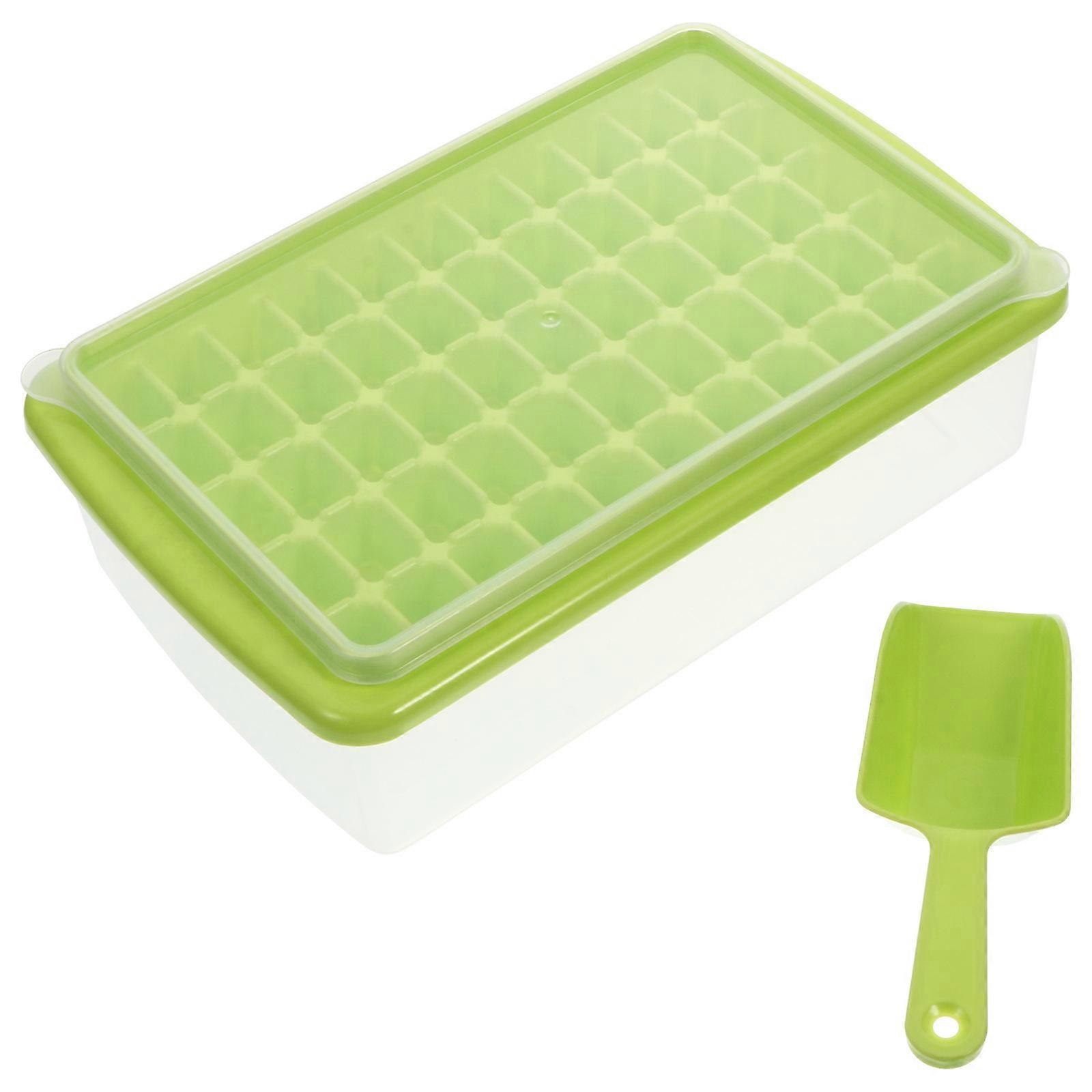 Ice Cube Mold for Kitchen Use 2Sets with Green Transparent Storage Box Kit