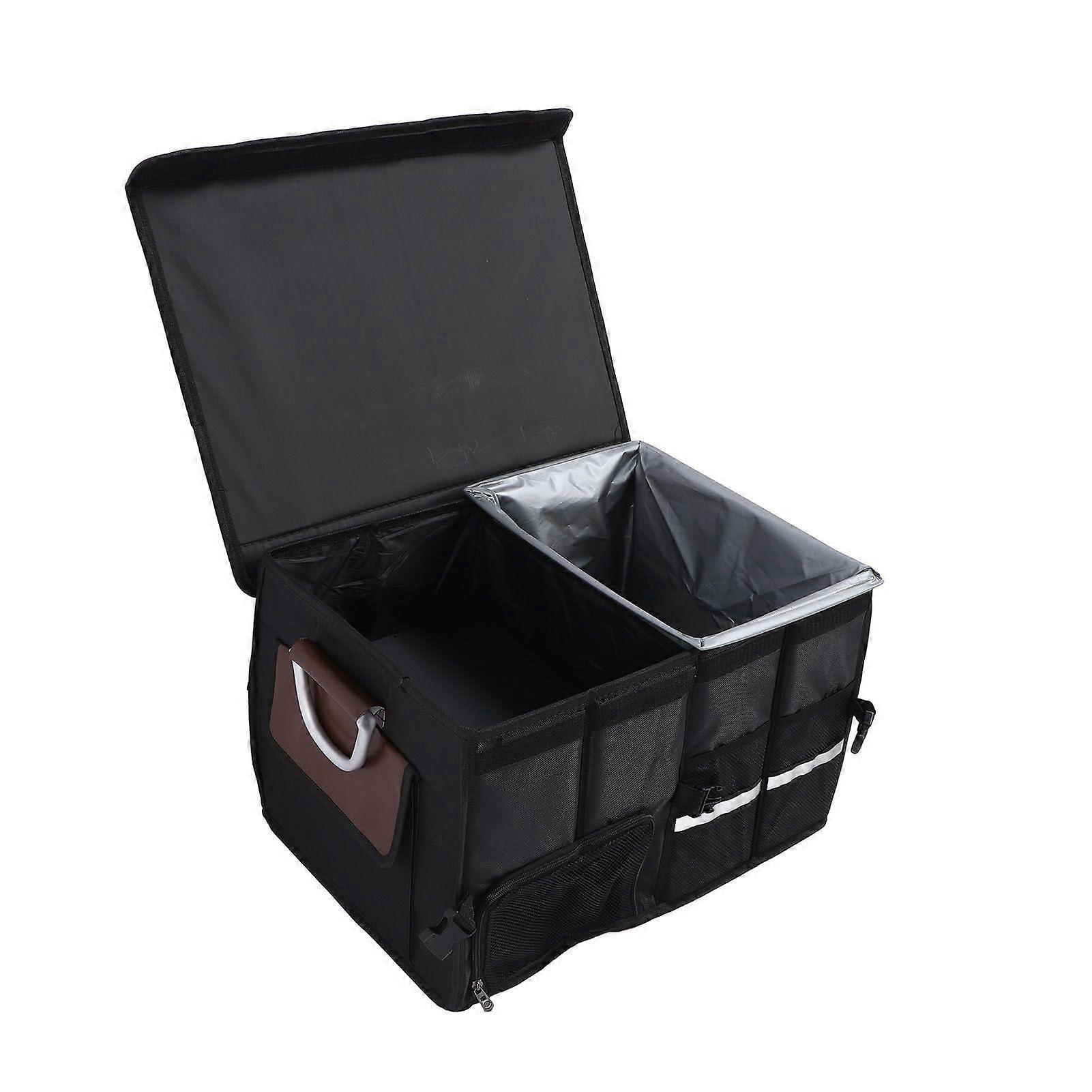 Foldable Car Trunk Organizer Water Proof Oxford Cloth Multi Compartments Car Storage Organizer With Lid Reflective Strip 52L