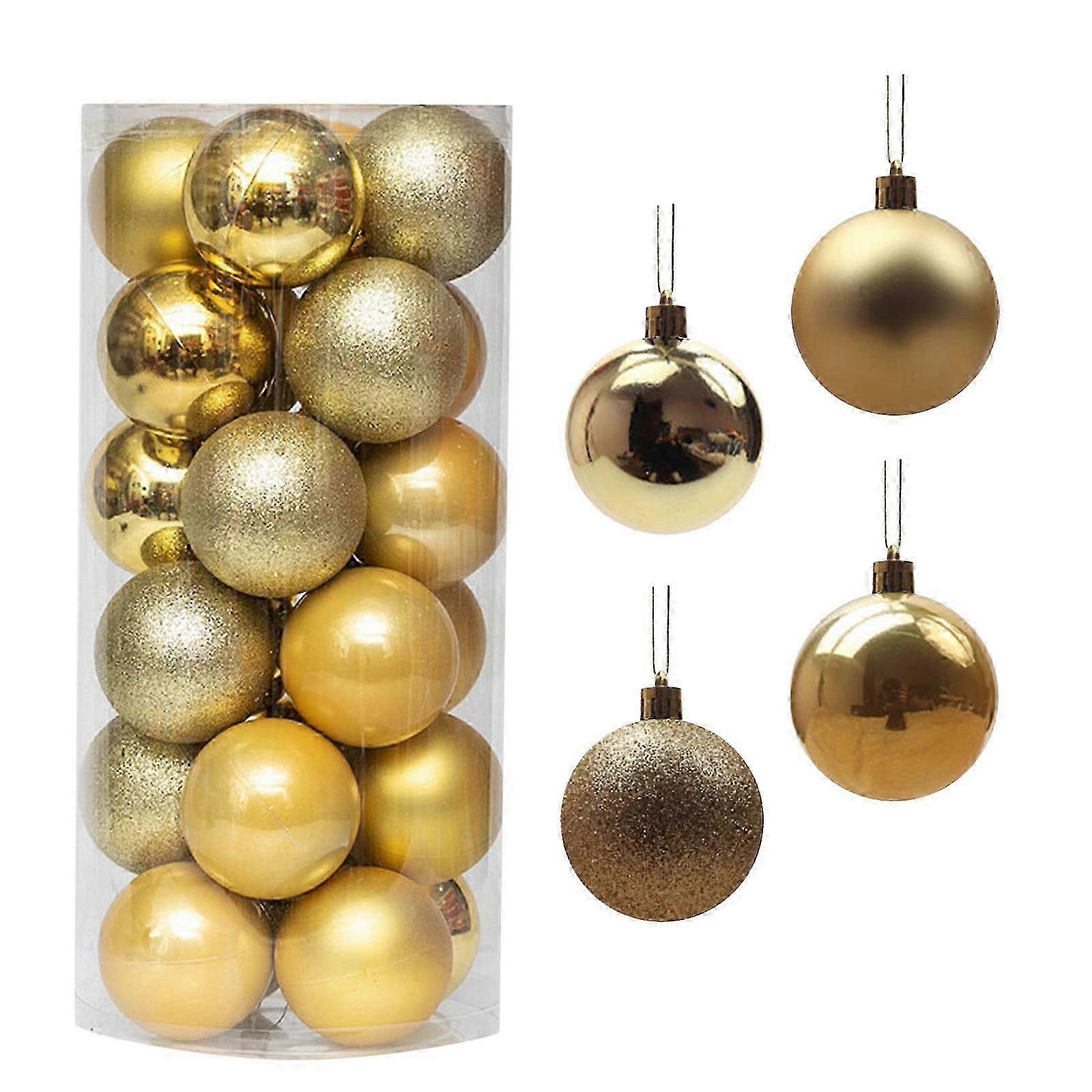 Tepsmf Store Large Christmas Ball Ornaments 8cm 24pcs Hanging Tree Ornament Decorations Shatterproof Vintage Mercury Balls