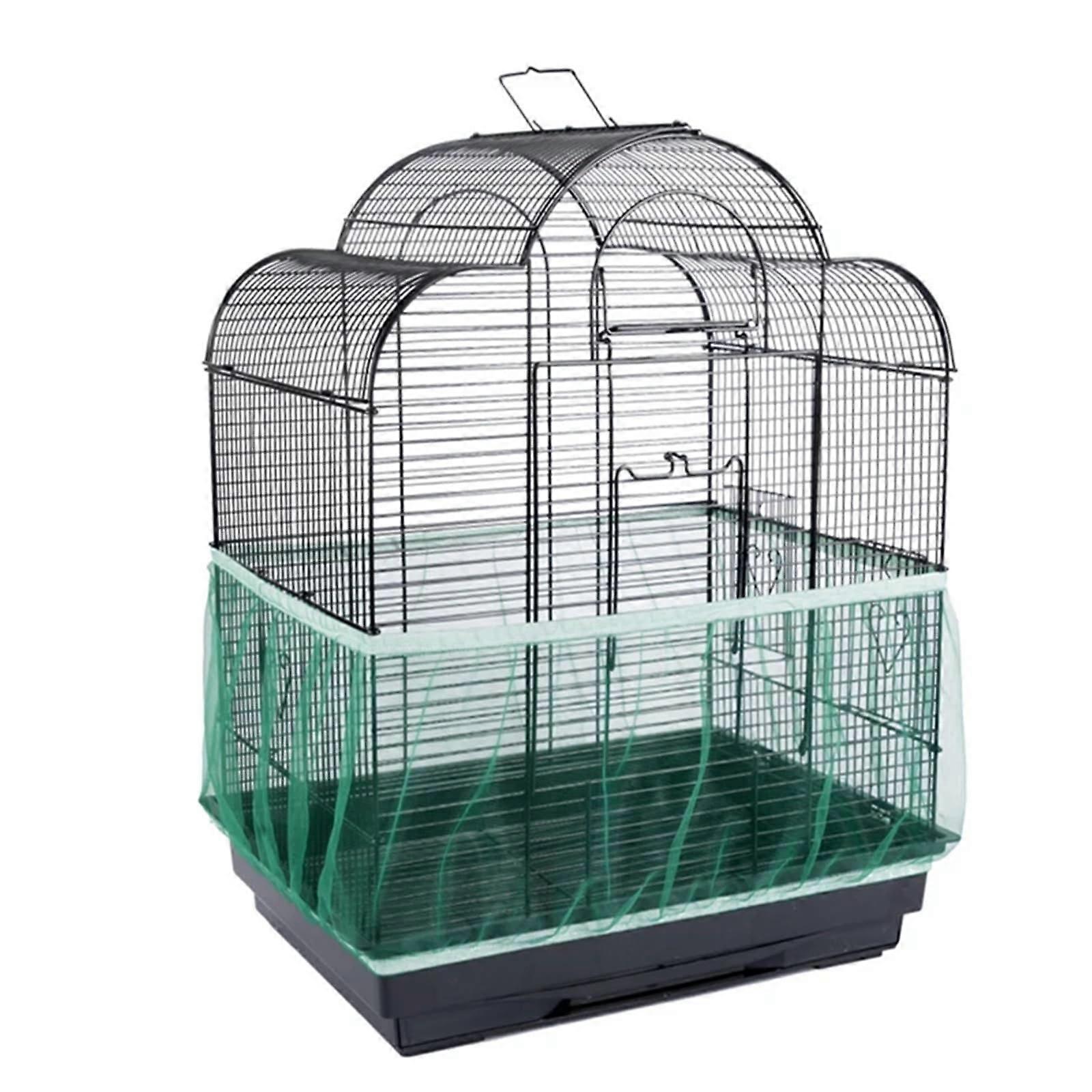 Seed Guard Nylon Mesh Bird Cage Cover Parrot Cage Cover Green Size M Soft EasyCleaning Airy Fabric