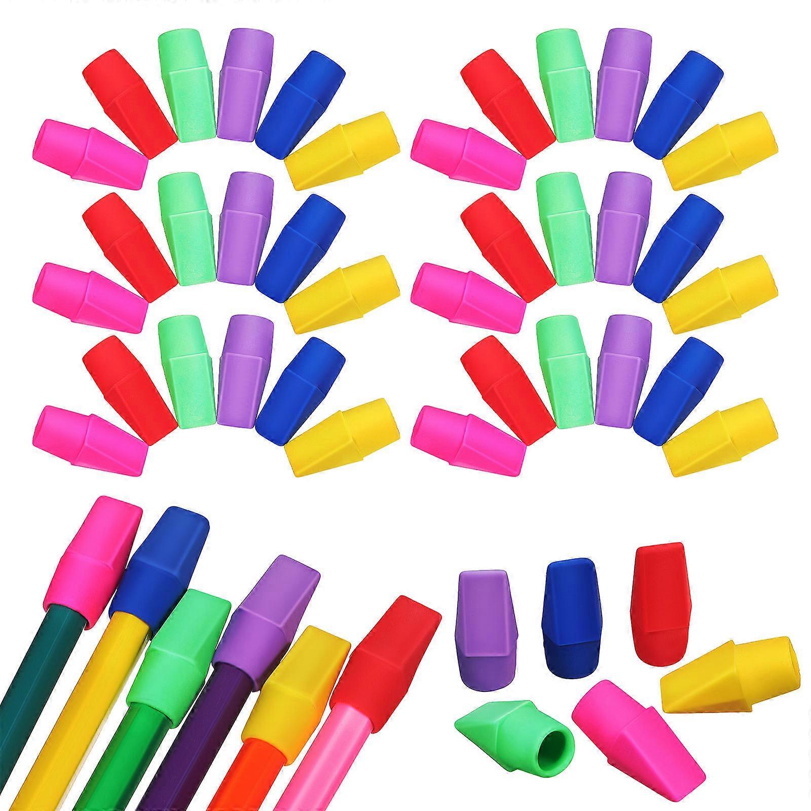 Pencil Top Erasers Assorted Colors for Teacher Use 600Pcs Pack
