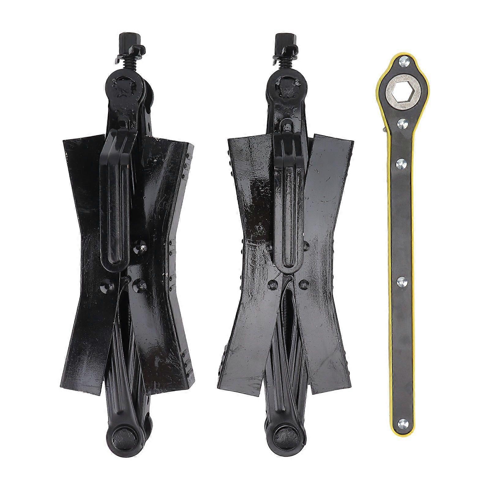 3Pcs Black RV Wheel Stabilizer Set with Wrench X Shape Corrosion Proof Wheel Chock for Levering System