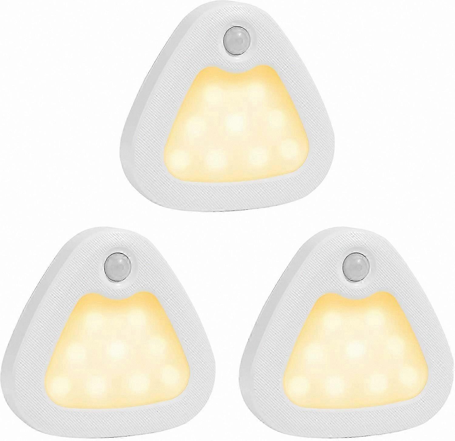 3-Pack LED Motion Sensor Lights, Battery Operated, Magnetic and Adhesive Mounting, Warm White for Cabinets and More