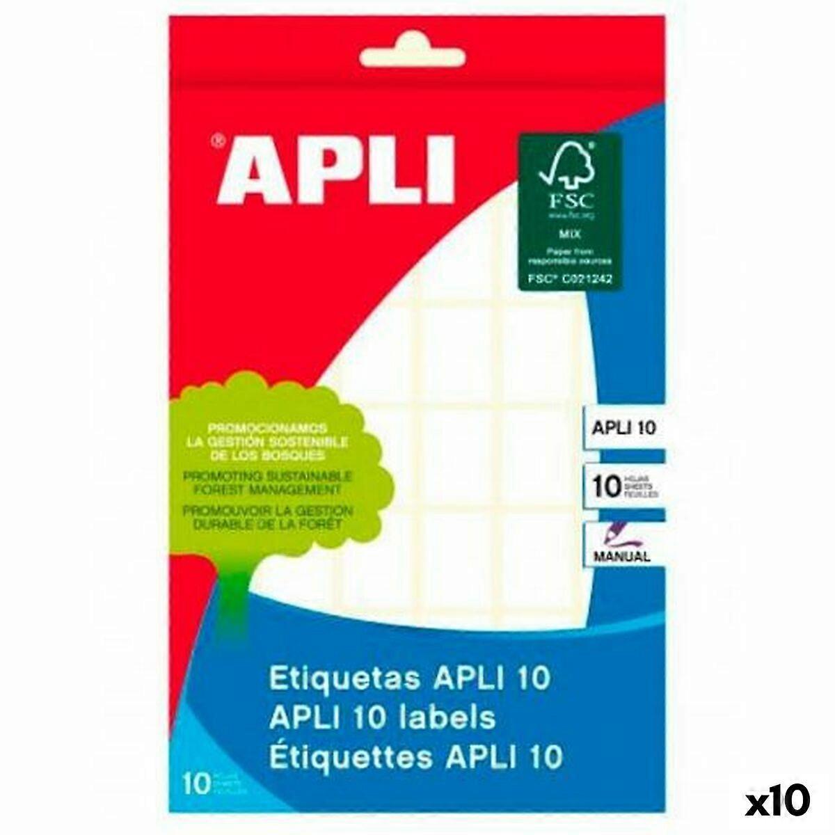Adhesive labels Apli White Paper 10 sheets 16 x 22 mm (10 pieces)