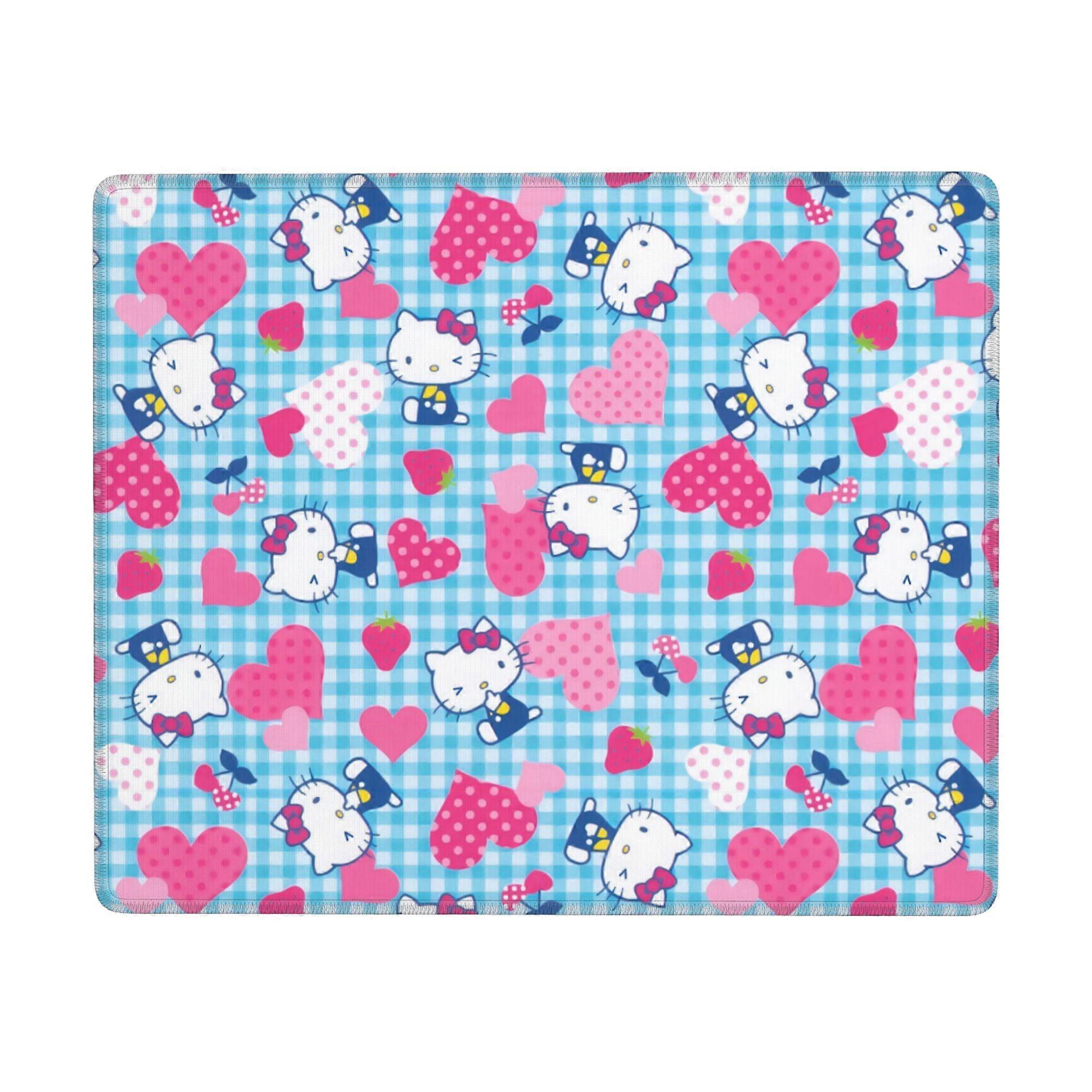 Hello Kitty Anti-slip Rubber Mouse Pad Square Waterproof Desk Pad Suitable for Desktop Decoration Desk Accessories 7x9 Inch (Horizontal)