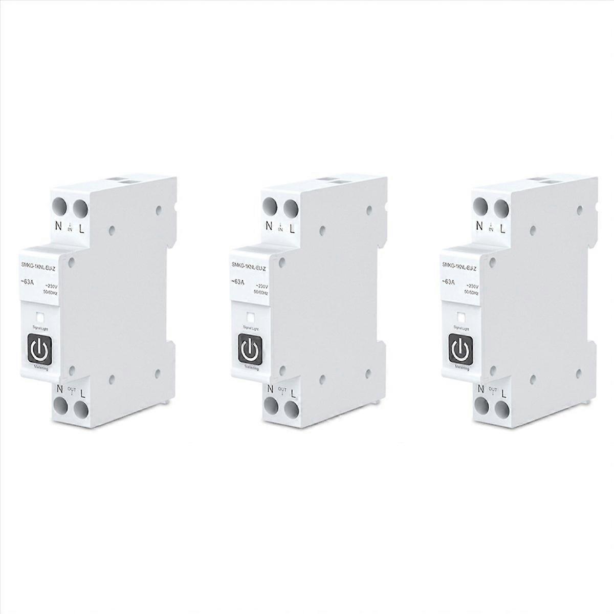 3X TUYA 63A 1P+N Zigbee Smart Circuit Breaker with Metering Smart Home Wireless Remote Control Smart
