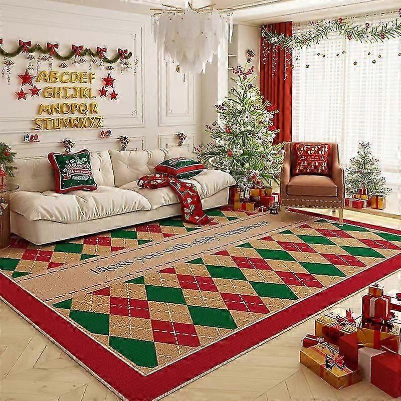 Covor de Crăciun cu acoperire completă, clasic, antiderapant, pentru masă de cafea, absorbant, rezistent la murdărie, 26 de secunde