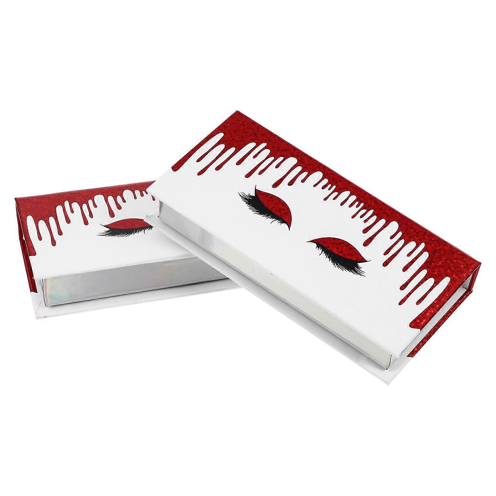 Portable Eyelash Holder for Storage Use 2Pcs Red Paper Eyelash Boxes