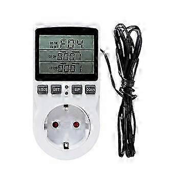 Temperature Controller, 16A 230V Large Screen LCD Digital Thermostat Socket Outlet for Heat Mat, EU Plug