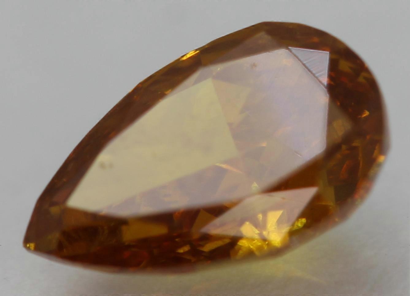 Cert 0.53 Carat Vivid Orange VS2 Pear Natural Enhanced Loose Diamond 6.45x4.05mm