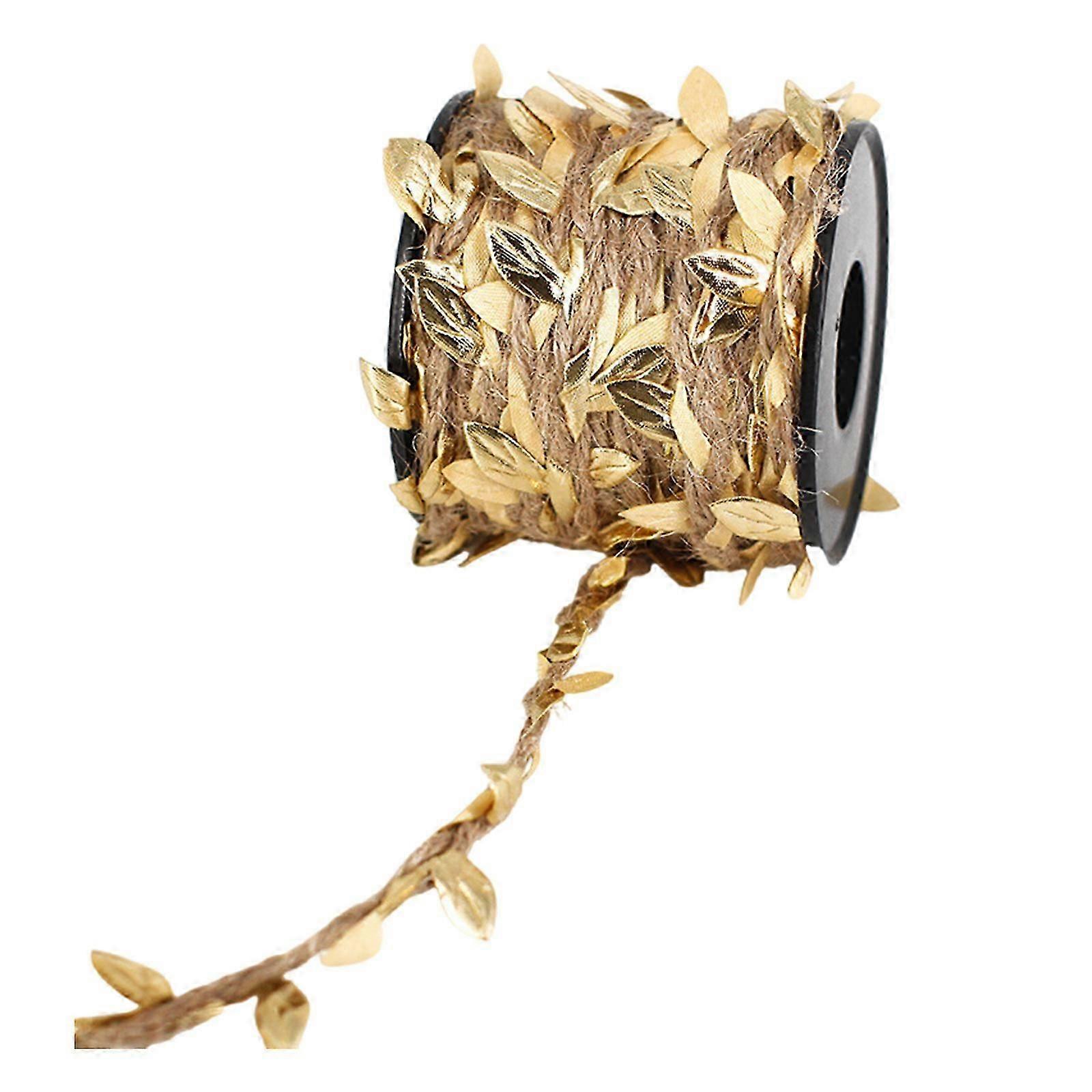 Decorative twine rope 10m with leaves for packaging