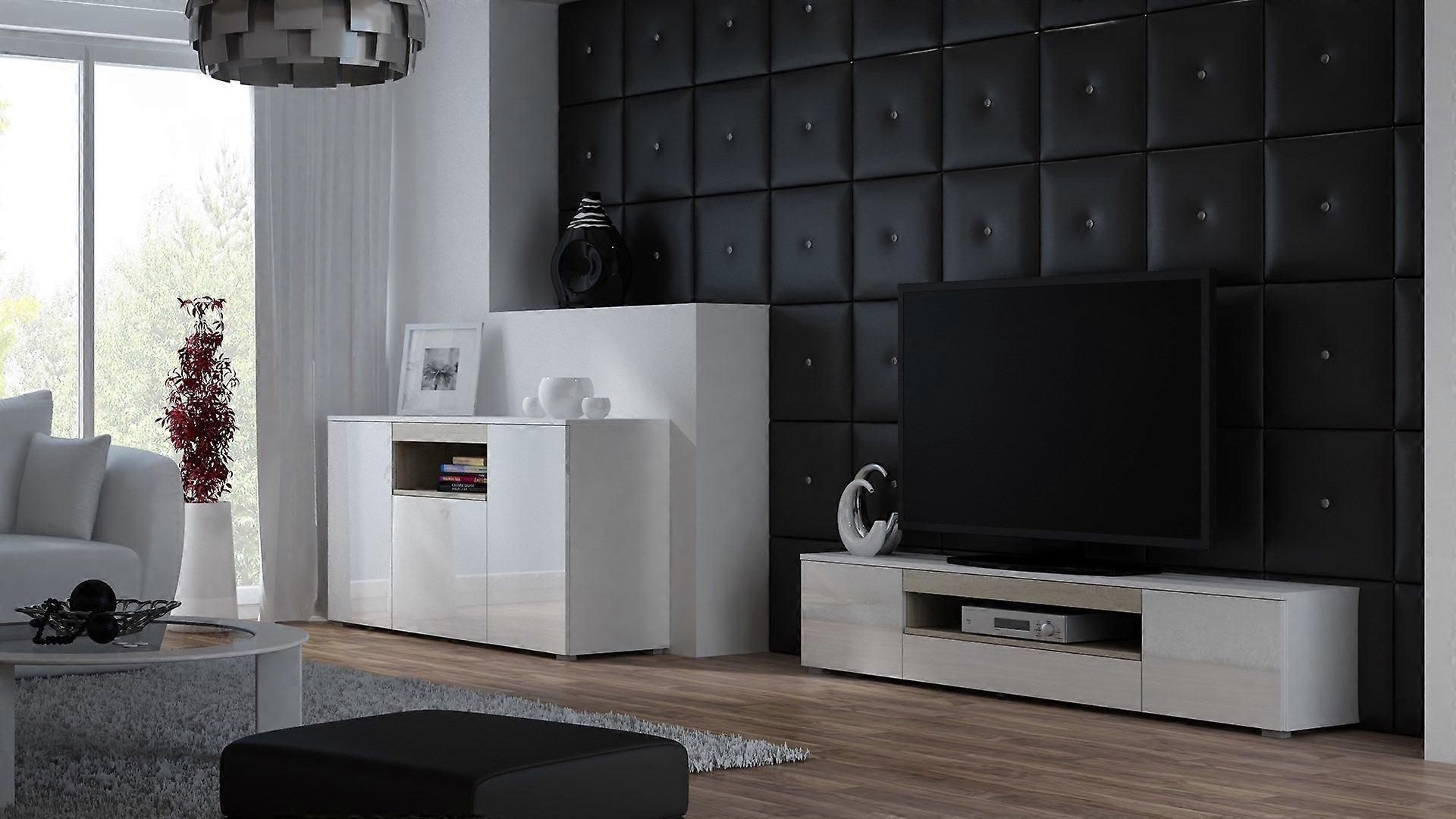 Cama Sideboard Viva 150 White/white Gloss + Sonoma Oak