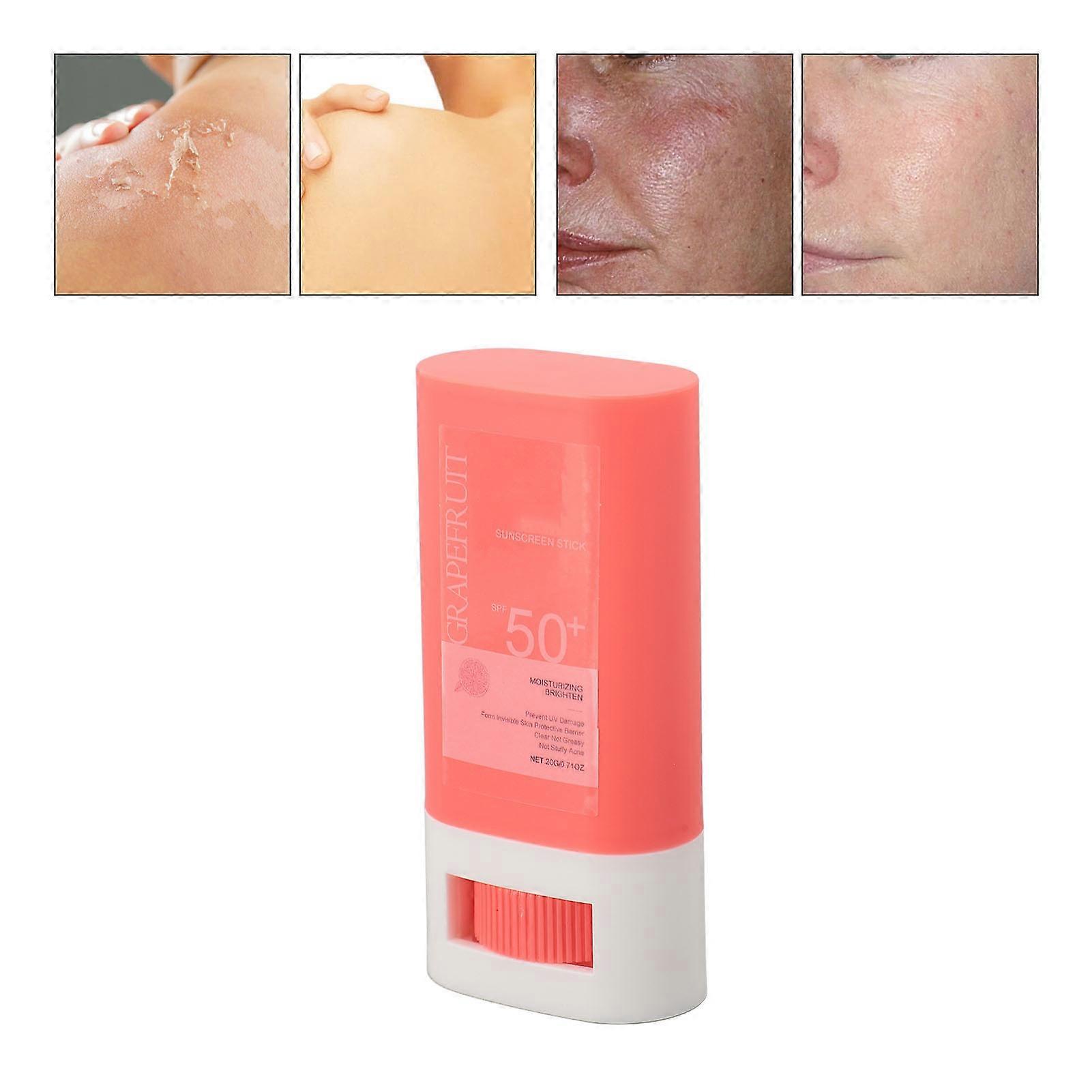 2pcs SPF 50 Suncreen Stick Grapefruit Extract Moisturizing Sweatproof Non Greasy Face Sunblock Stick 20g 