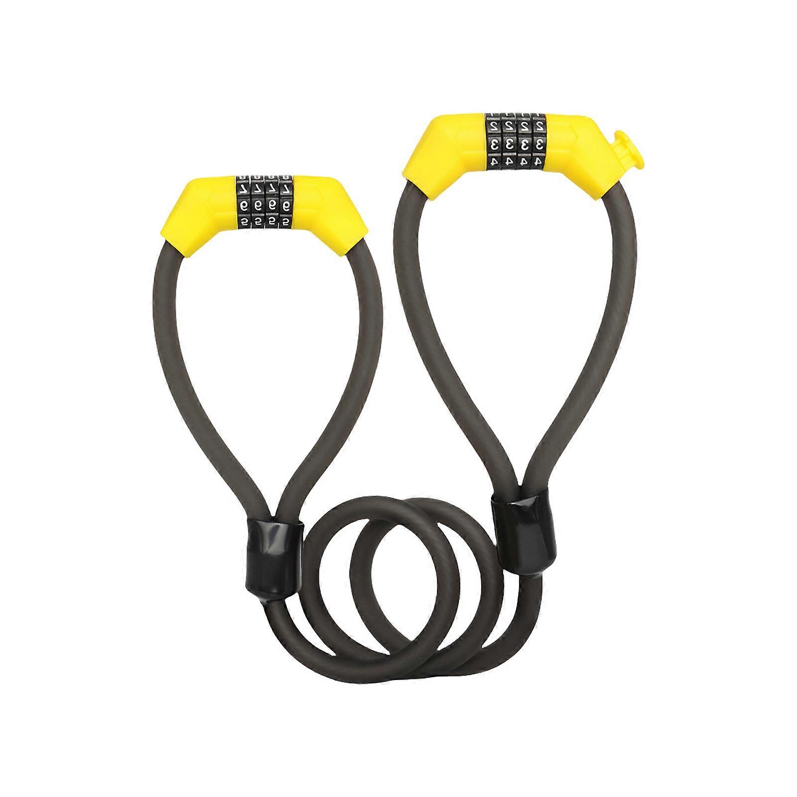 AntiTheft Bicycles Cable Lock Double Head Password Lock High Security Padlocks Keyless Combination Bicycles Lock  Yellow