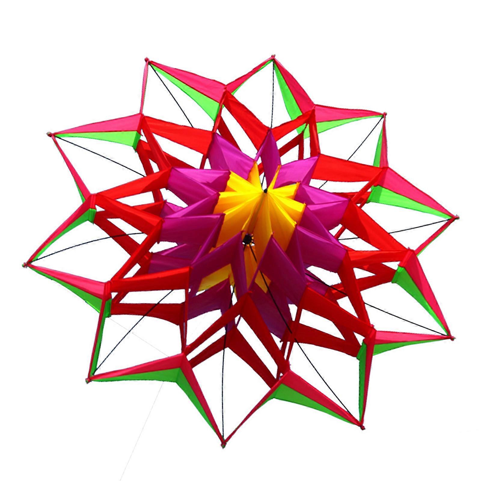 Boys Flying Toy 3D Flower Kites With Checkered Handmade Durable Design For Beach Park Outdoor Activities Multicolor